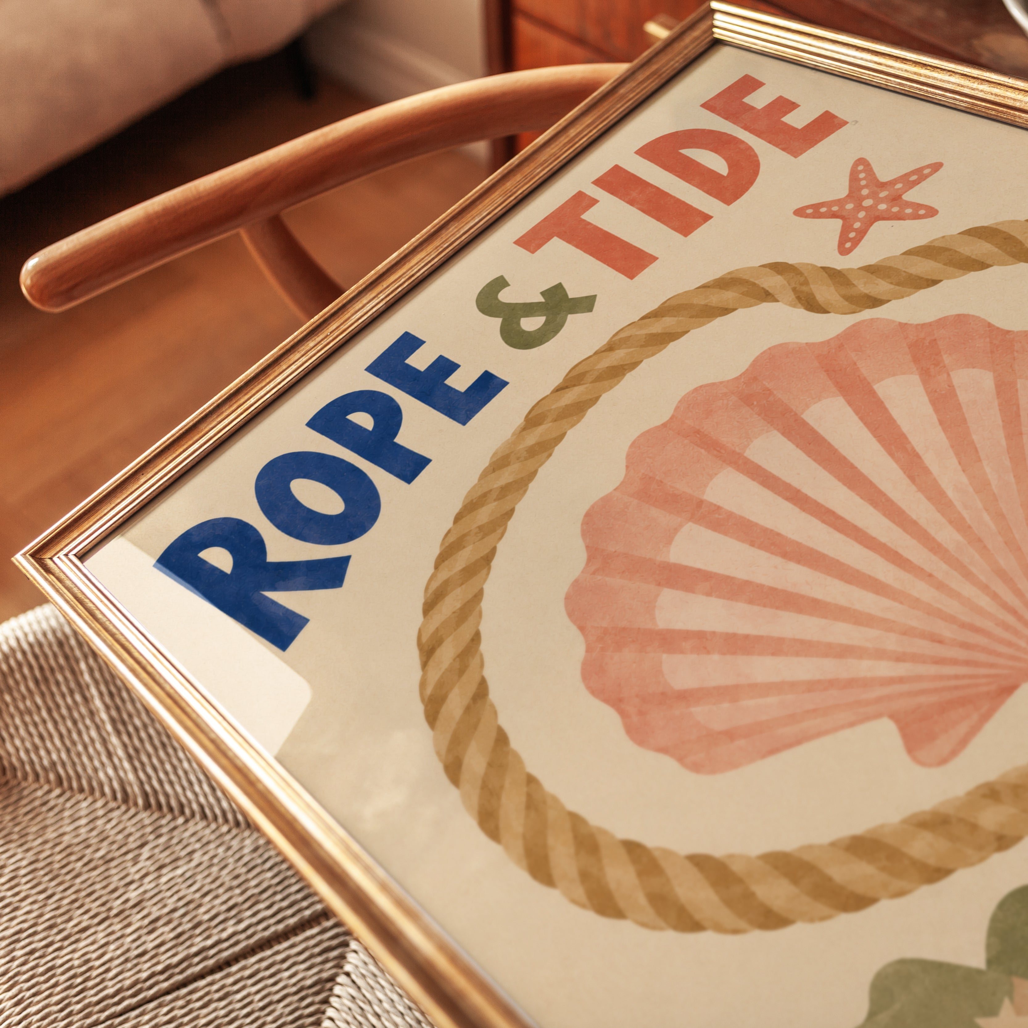 Nautical Wall Art – Rope and Tide Print - detail