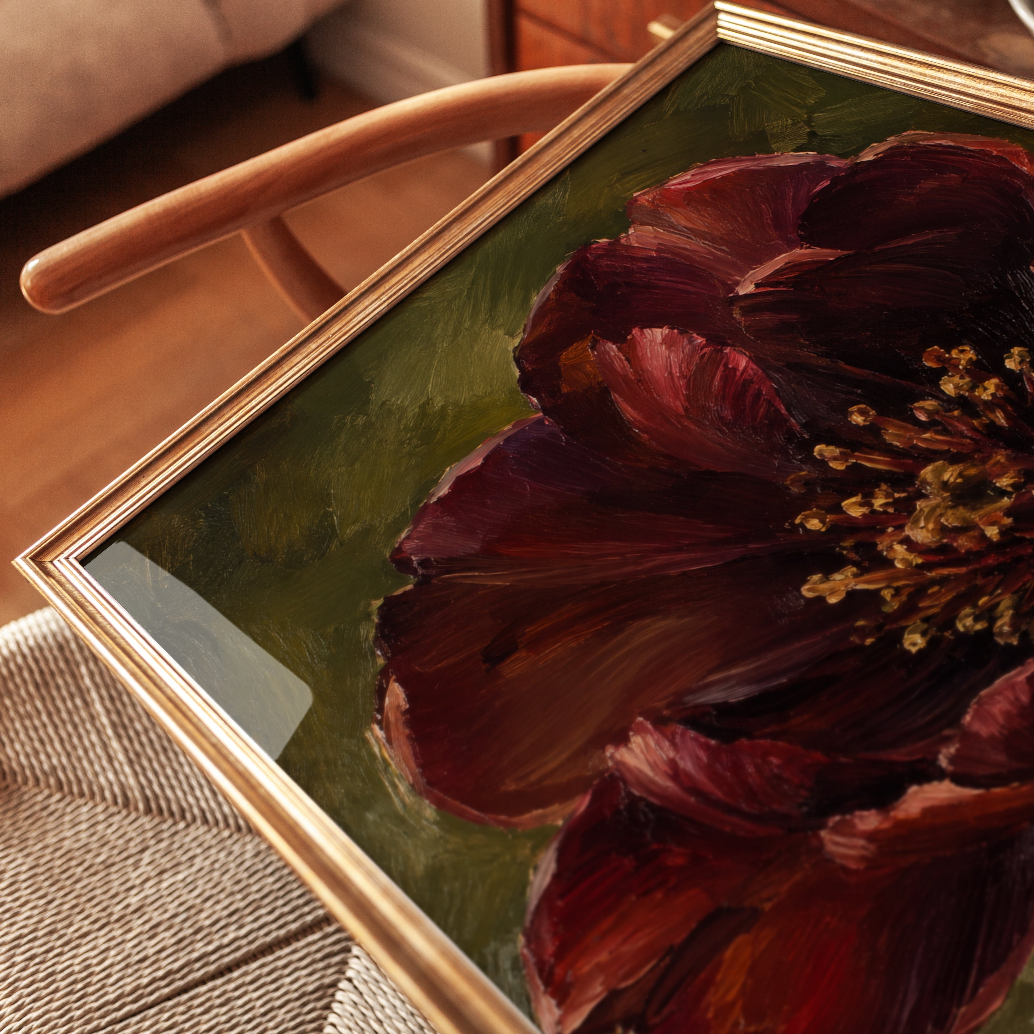 Dark Floral Wall Art – Moody Botanical Print - detail
