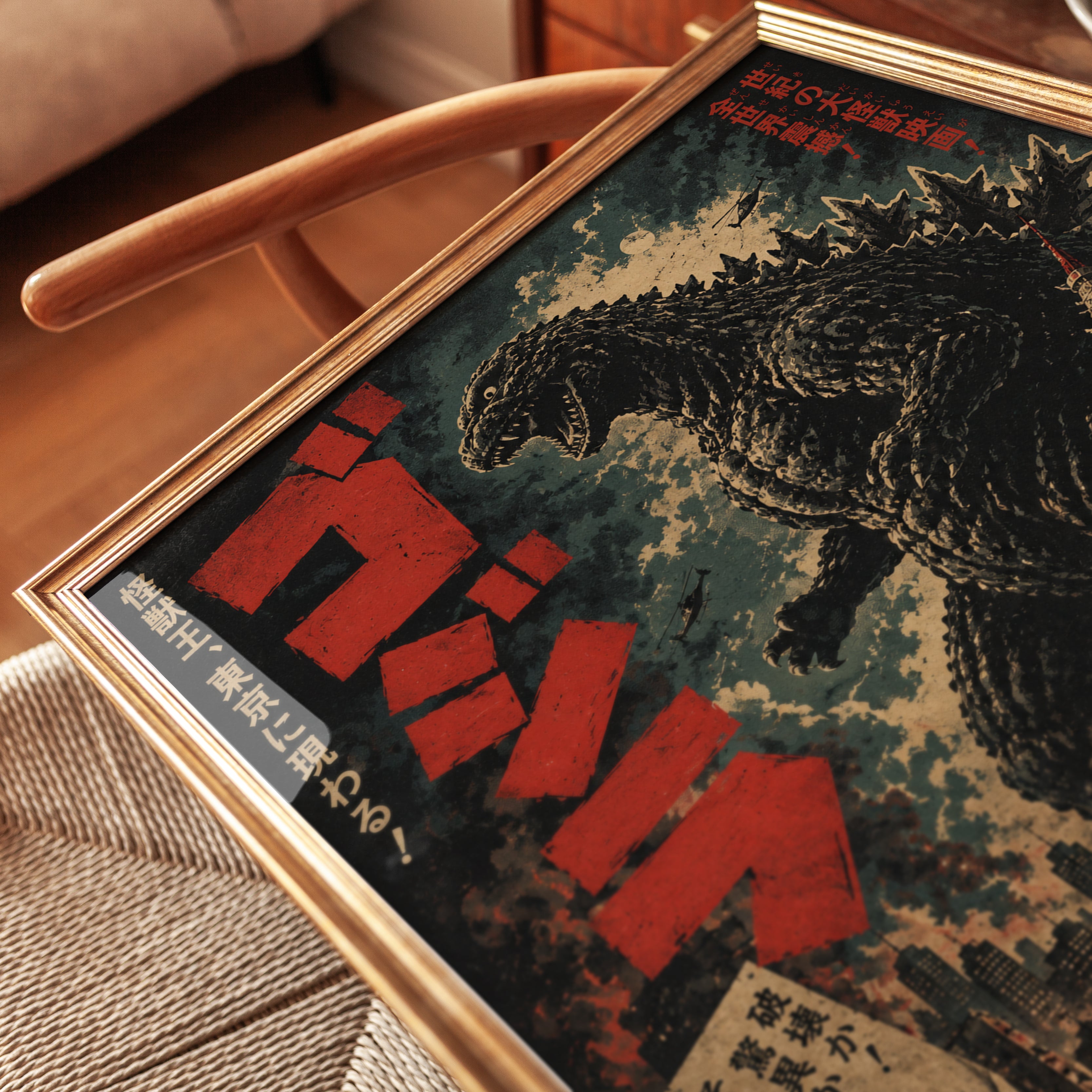 Japanese Monster Poster – Vintage Kaiju Print - detail