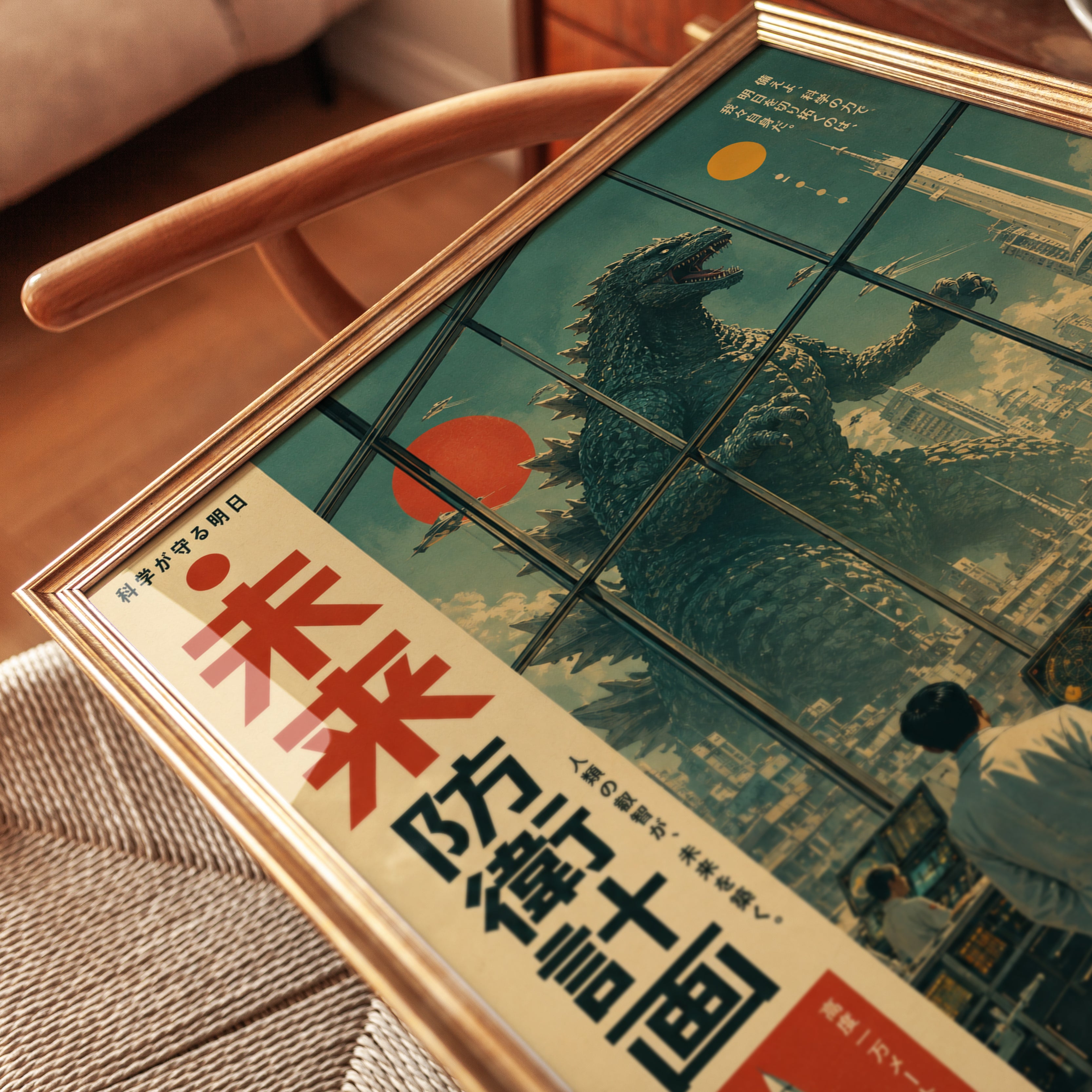 Japanese Monster Poster – Vintage Tokyo Cityscape - detail