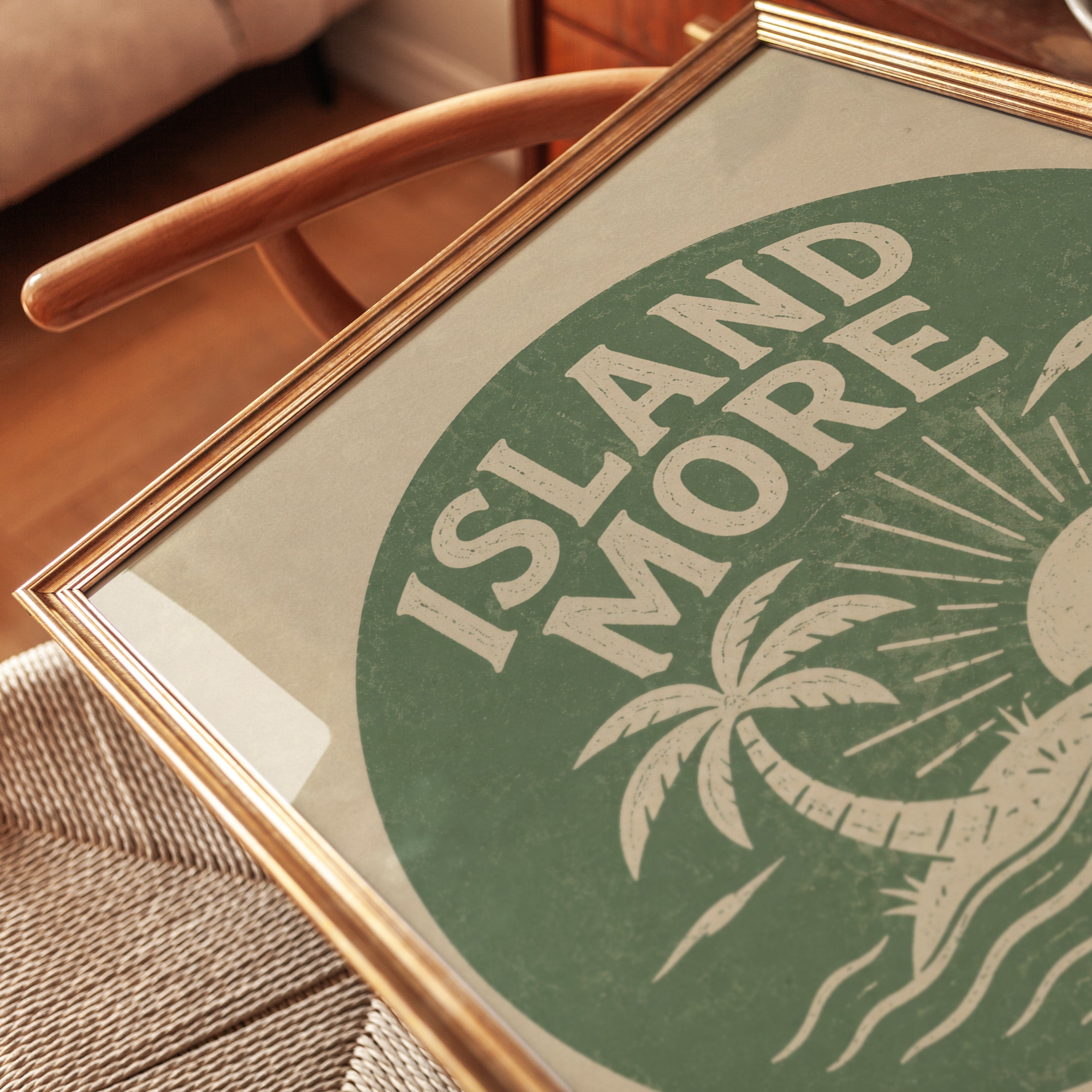 Island Sunset Print: Vintage Coastal Wall Art - detail