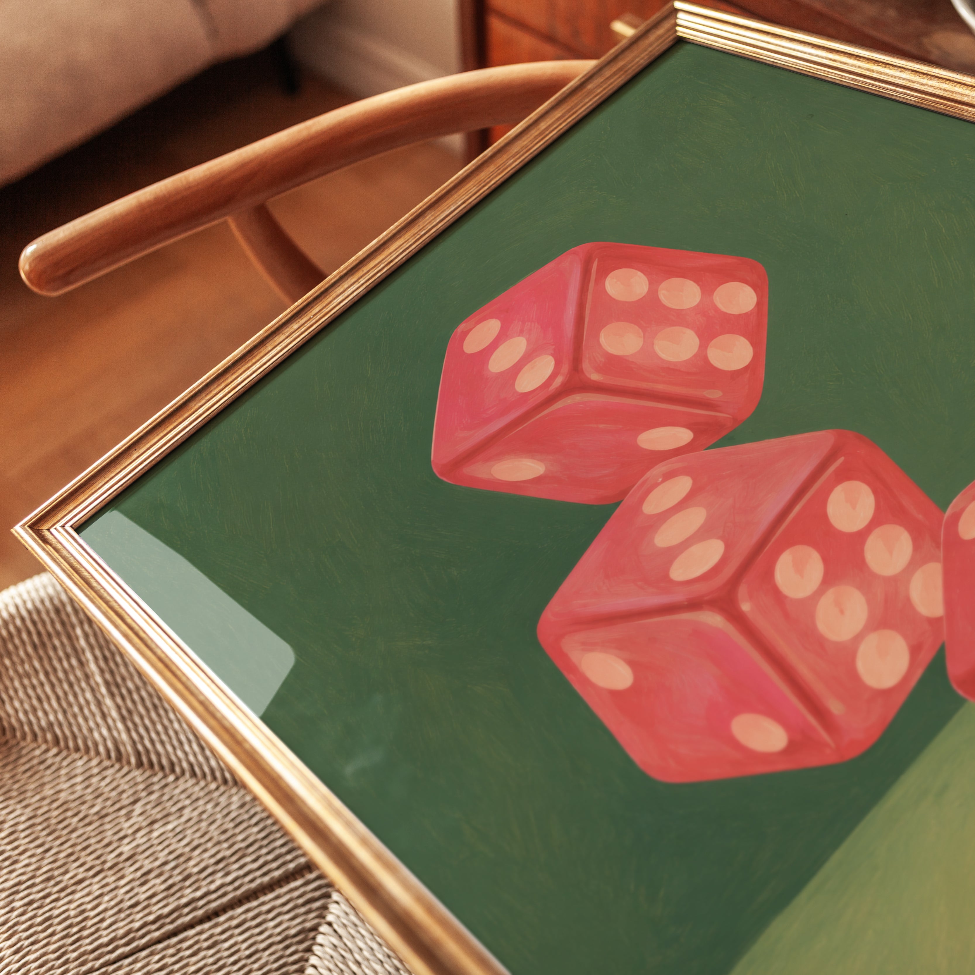 Red Dice Wall Art – Retro Game Room Decor - detail