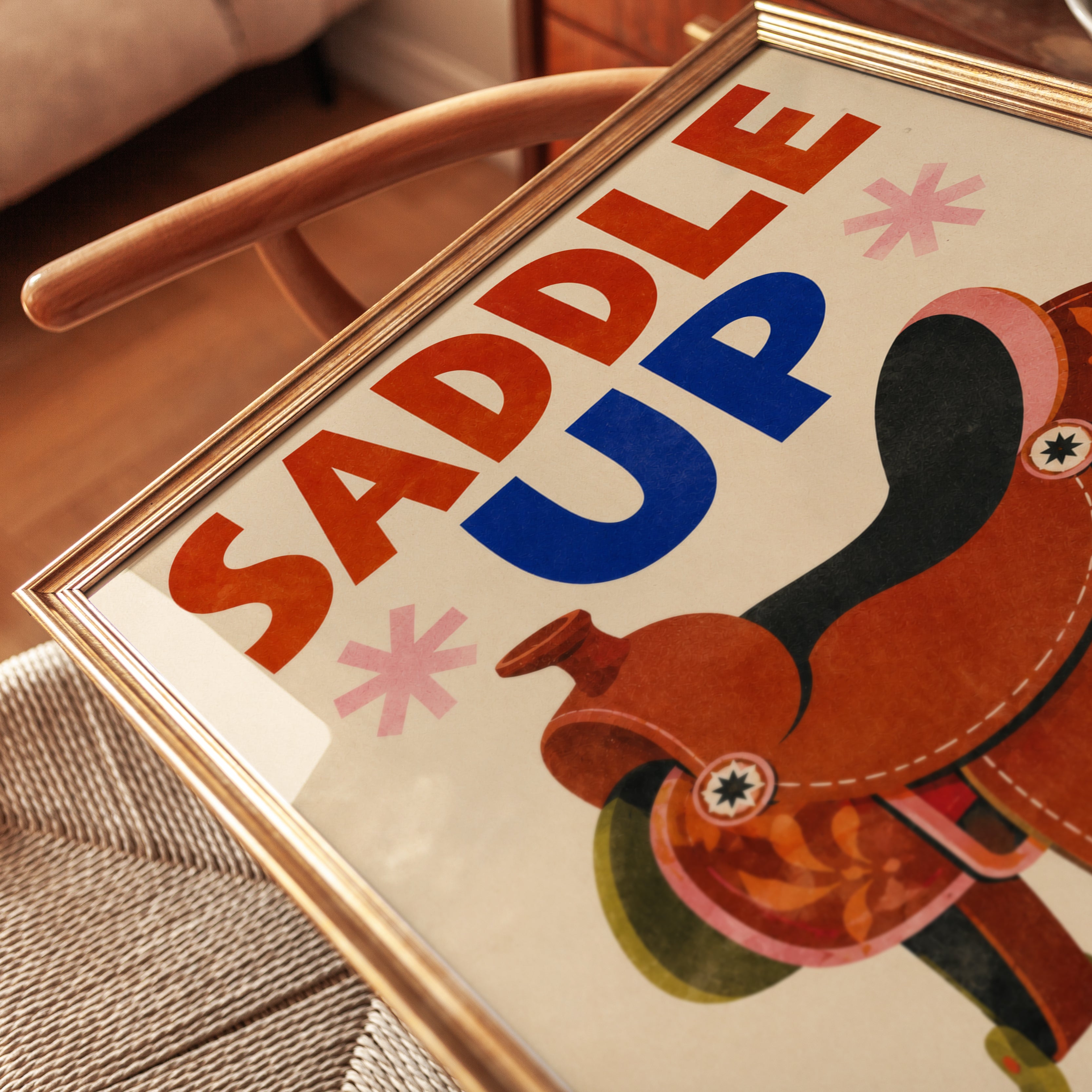 Western Typography Print – Saddle Up Wall Art - detail