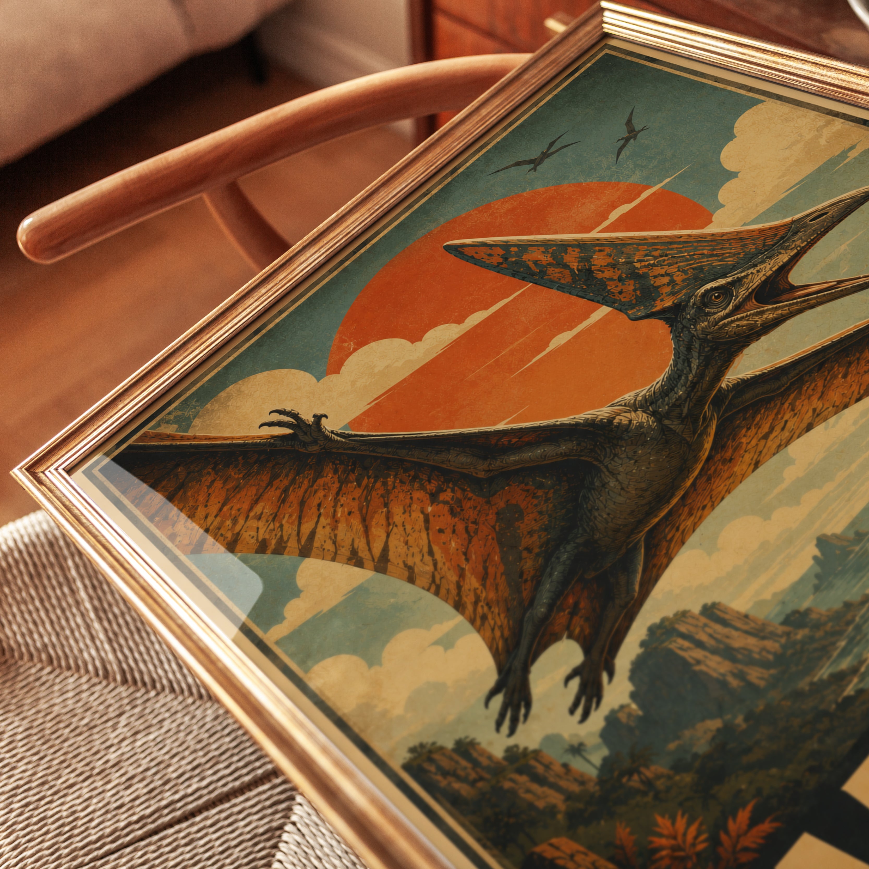 Tapejara Travel Poster: Retro Dinosaur Art - detail