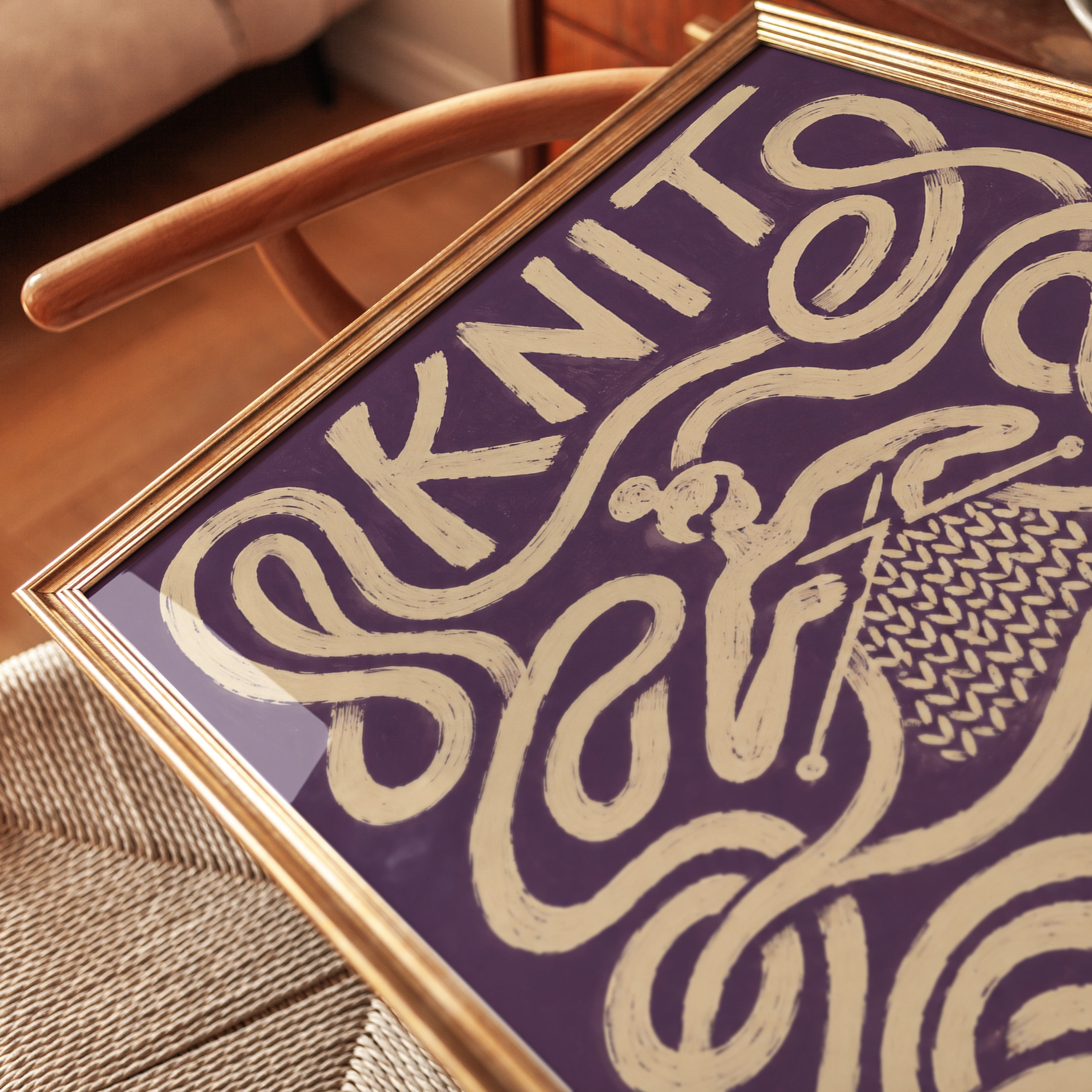 Knitting Wall Art – Craft Room Decor - detail
