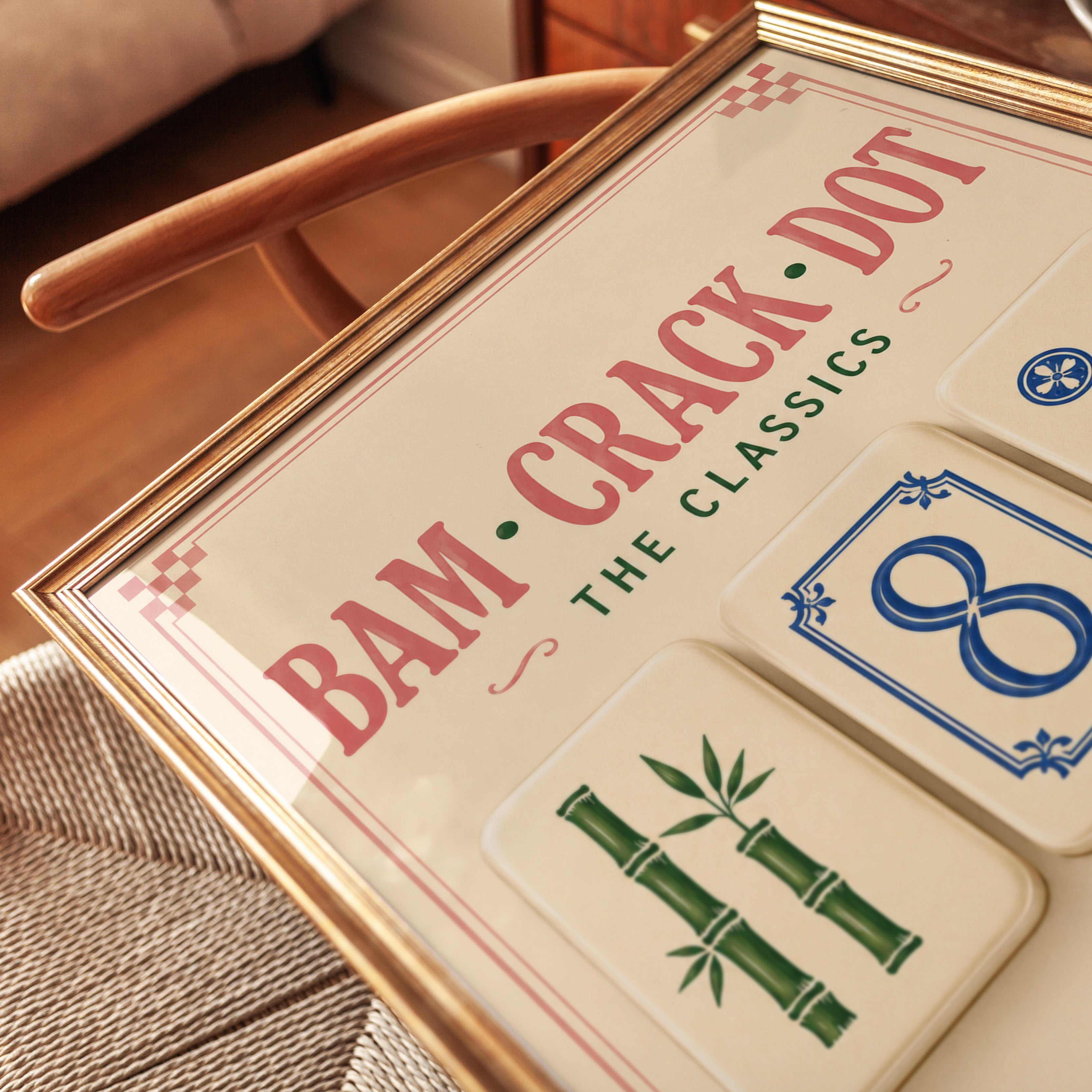 Mahjong Wall Art – Vintage Game Room Decor - detail