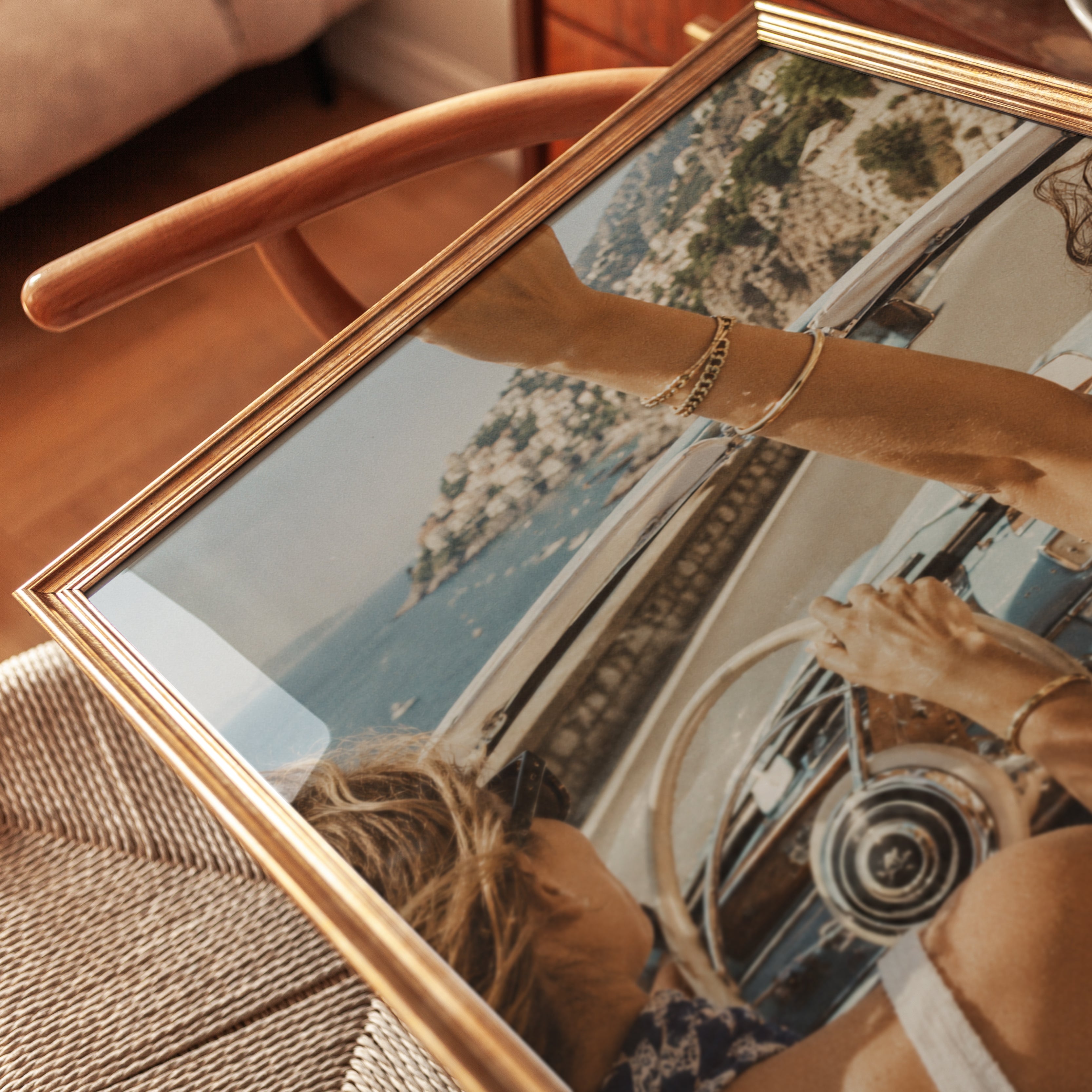 Coastal Drive Wall Art – Vintage Road Trip Print - detail