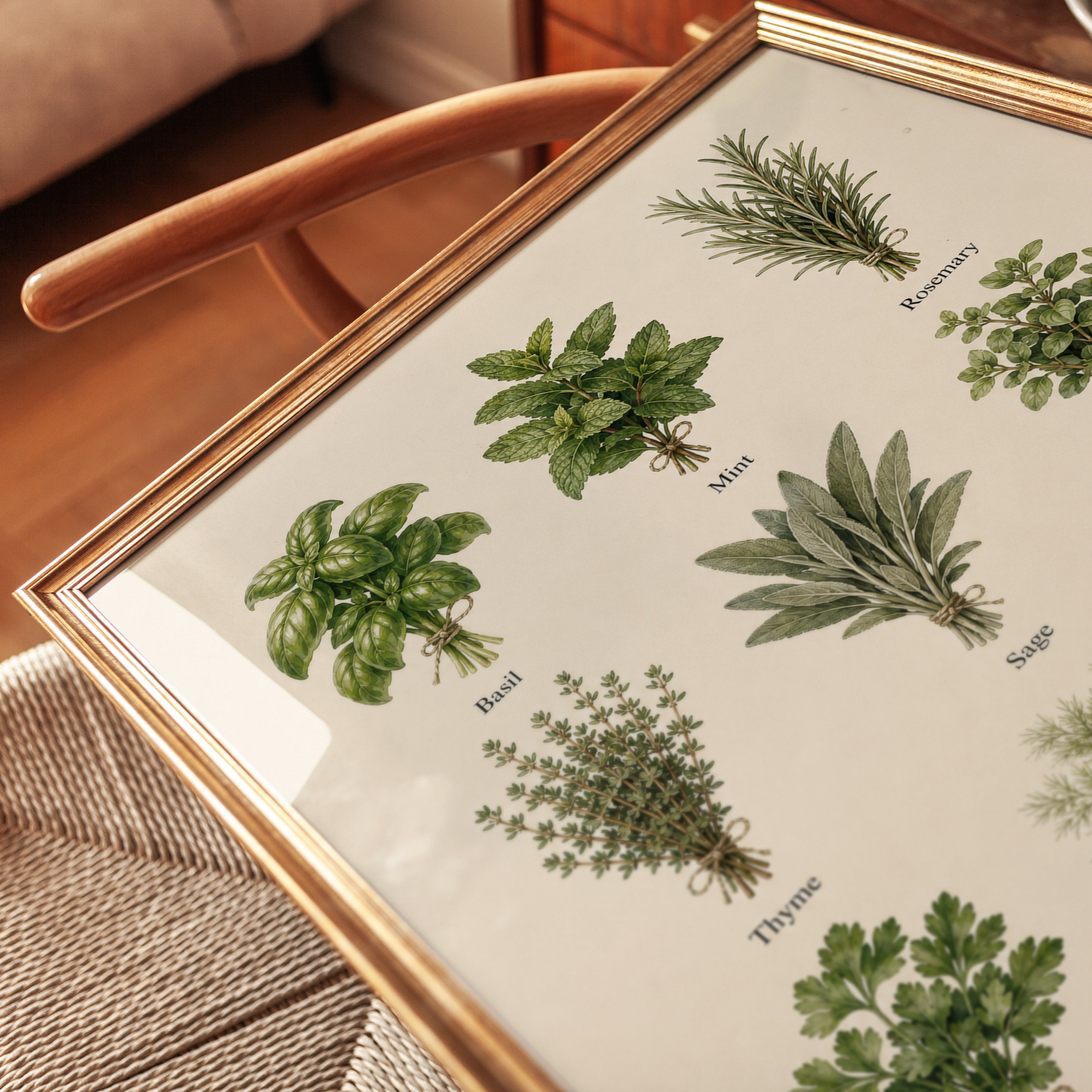 Herb Wall Art – Kitchen Botanical Print - detail
