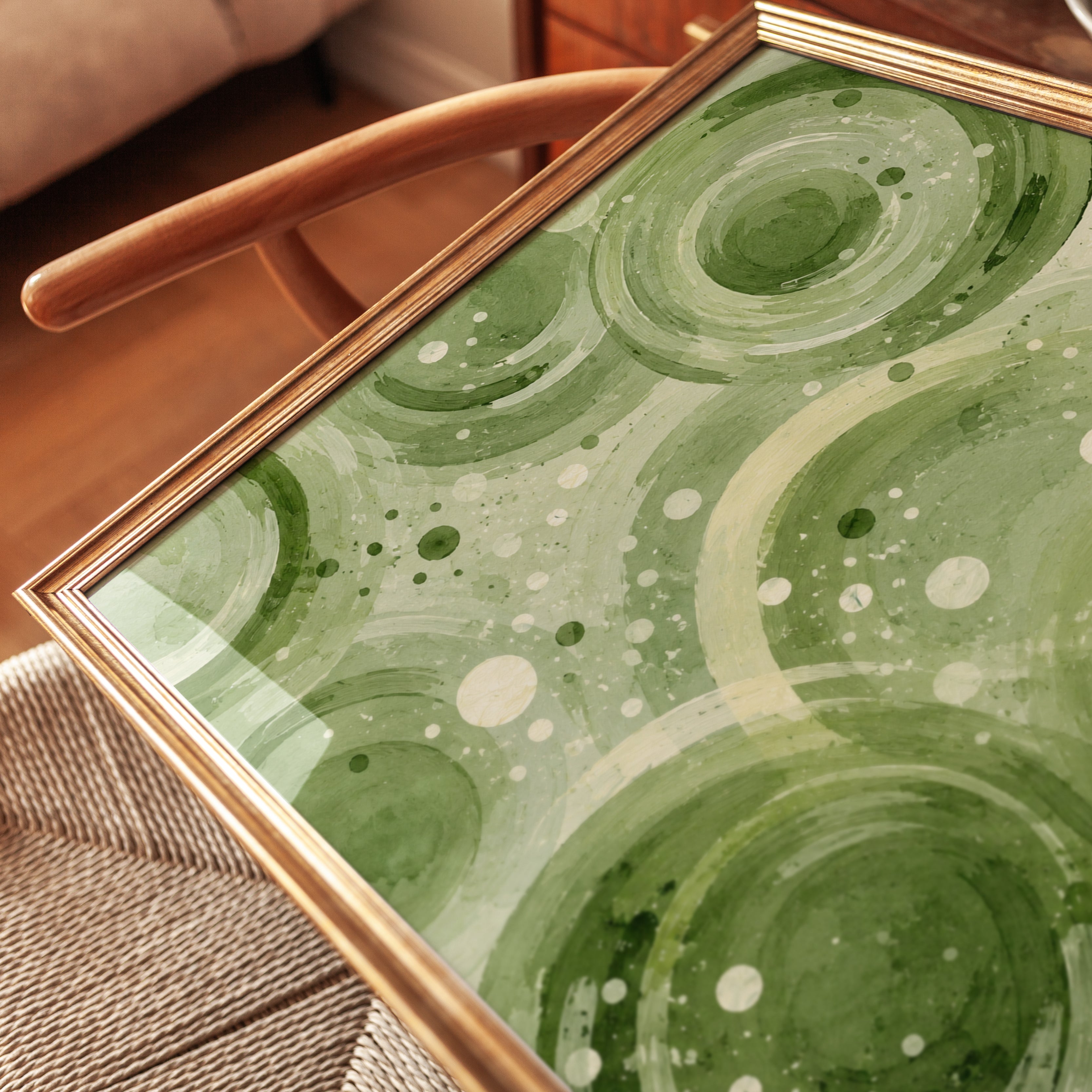 Green Abstract Circles – Organic Wall Art - detail