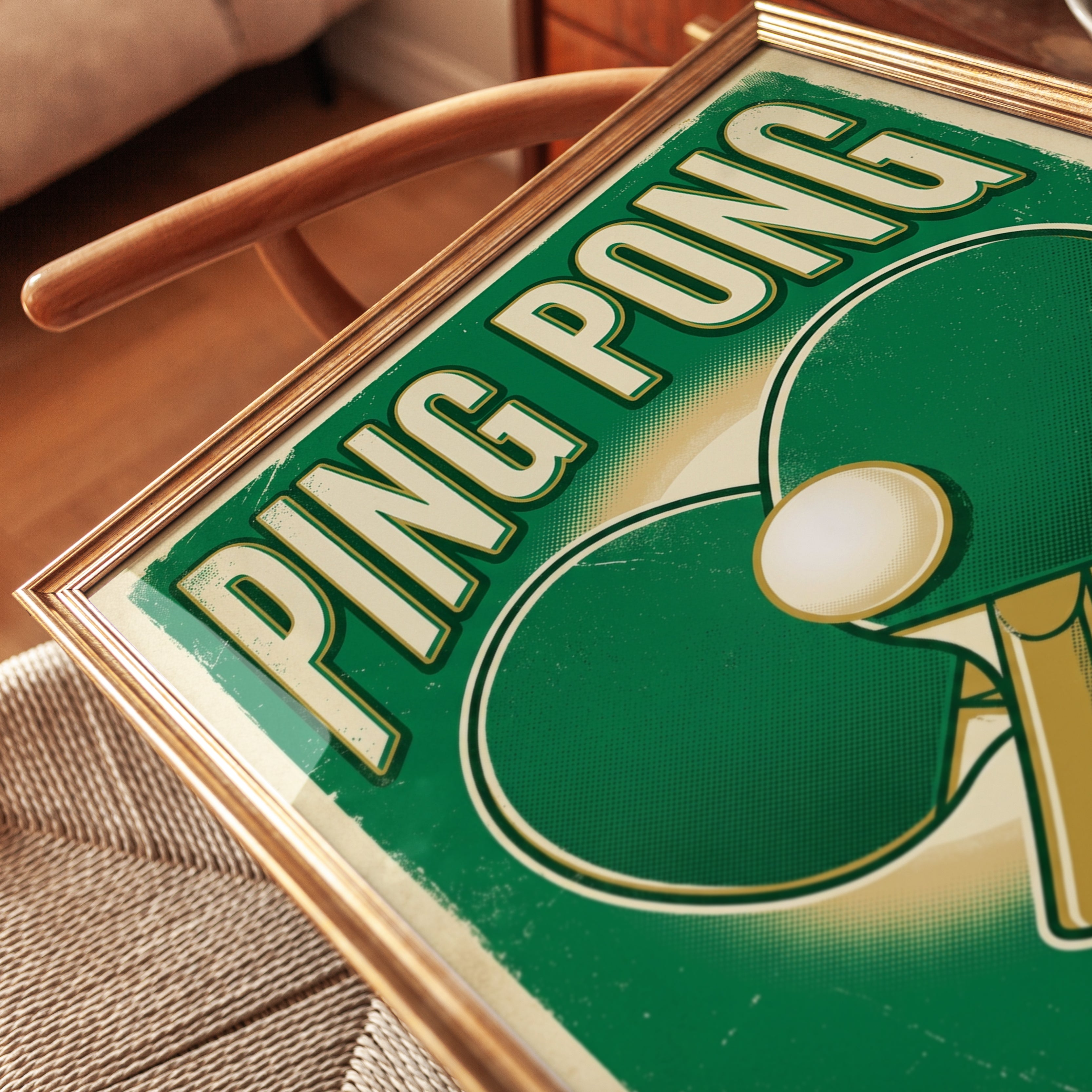 Vintage Ping Pong Poster Print — Retro Table Tennis Art - detail