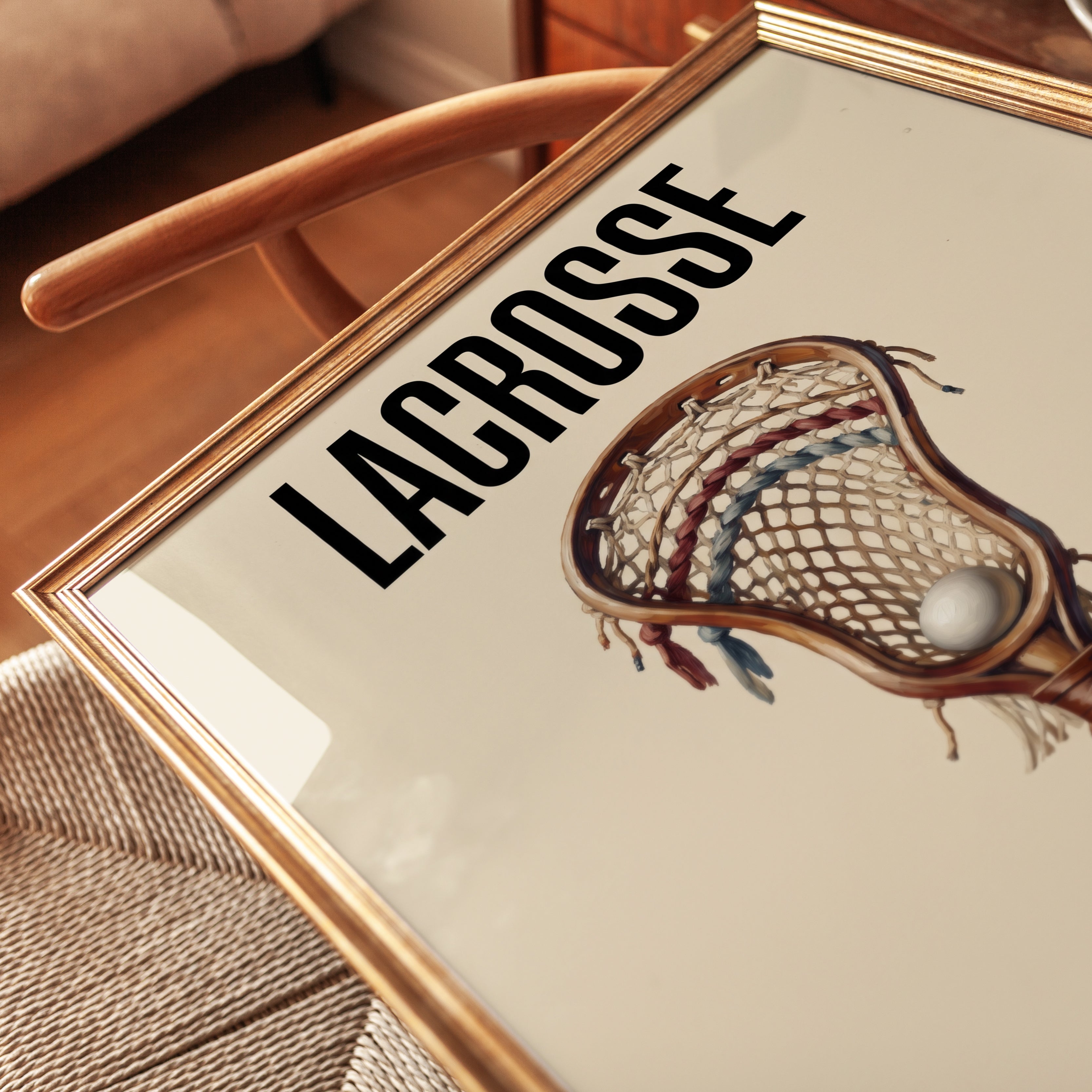 Vintage Lacrosse Player Educational Poster - detail