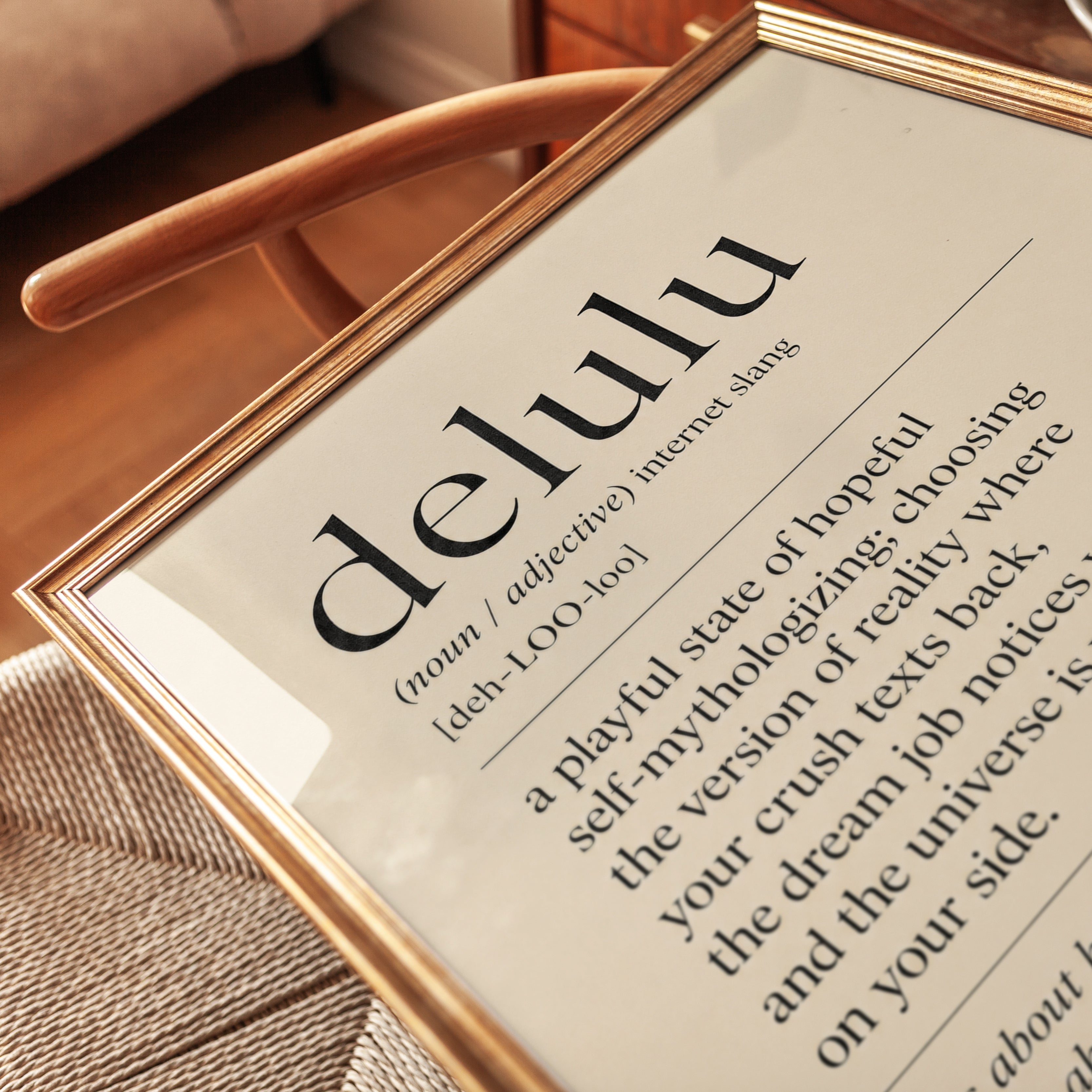 Delulu Definition Print: Modern Typography Wall Art - detail