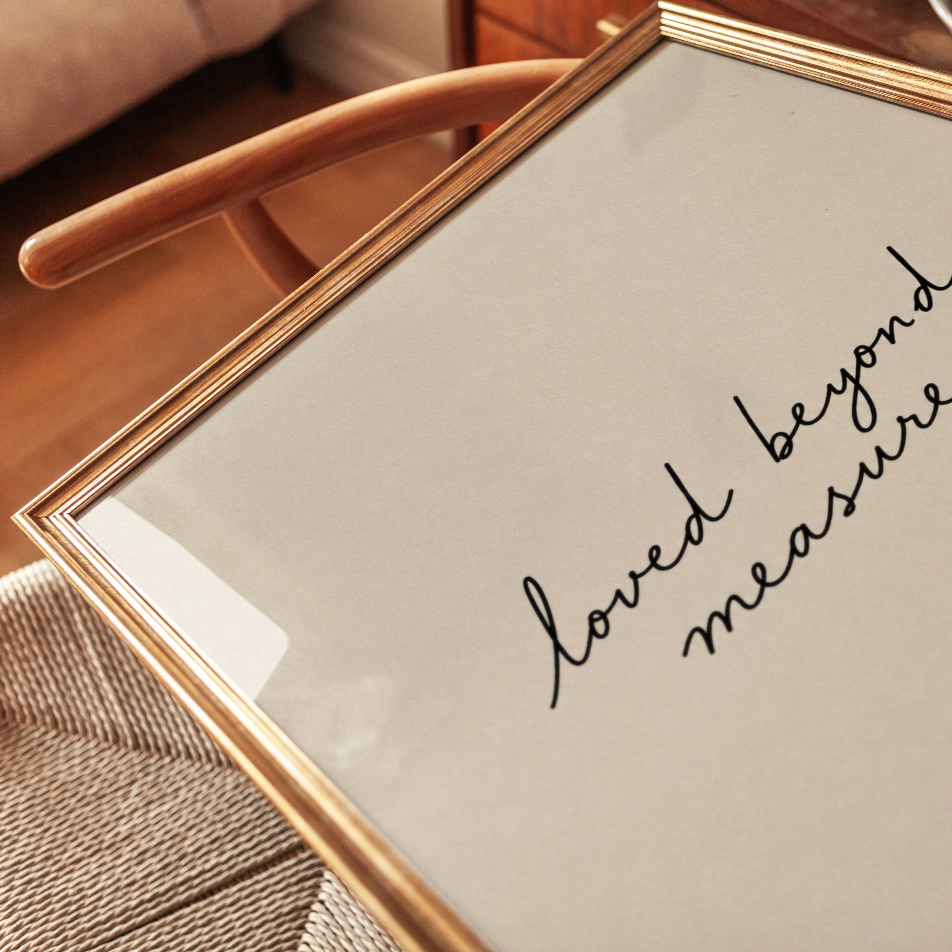 Loved Beyond Measure Print: Elegant Script for Nursery or Bedroom - detail