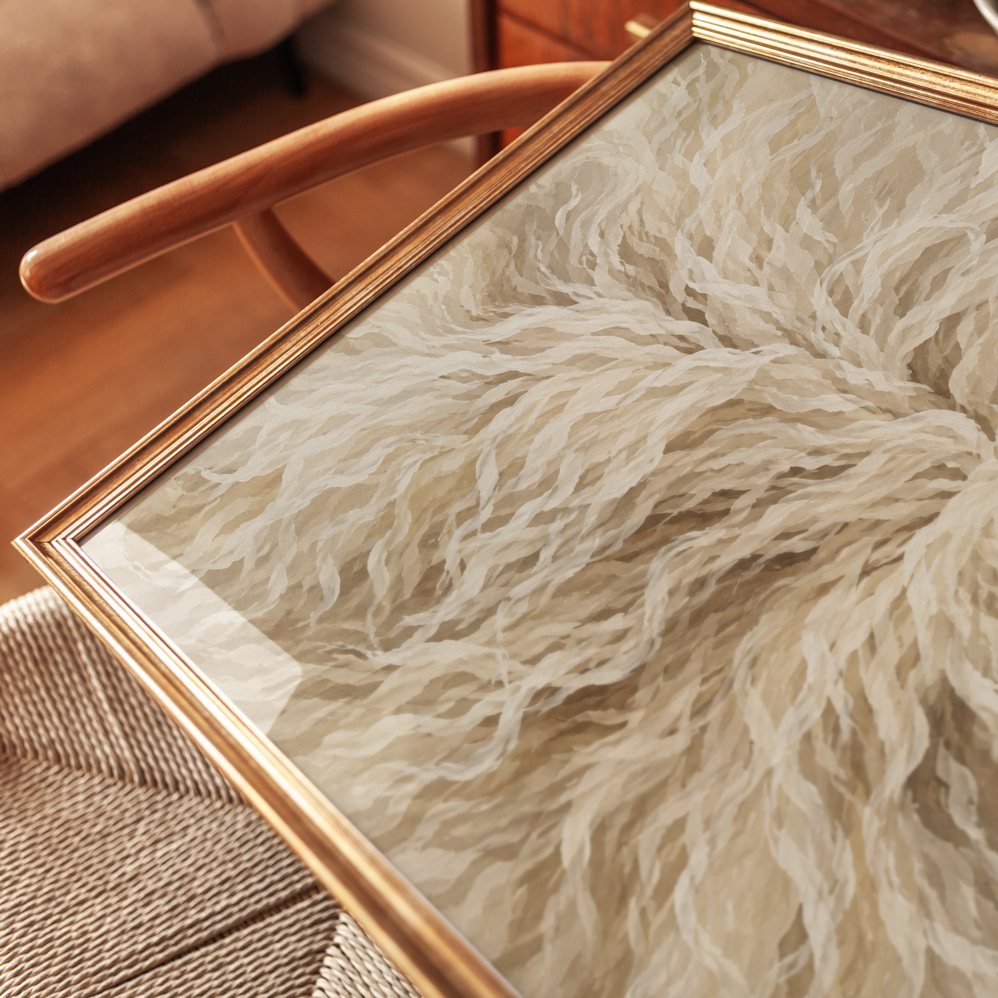 Abstract Feather Wall Art – Neutral Organic Print - detail
