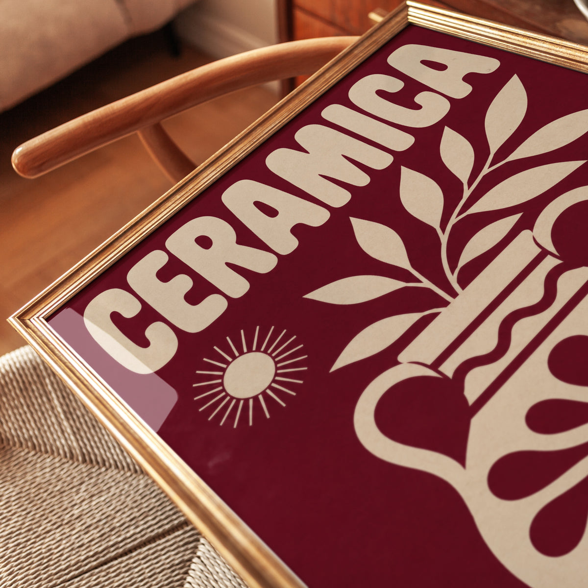 Ceramica Poster Print: Mid-Century Mediterranean Style (Burgundy) - detail