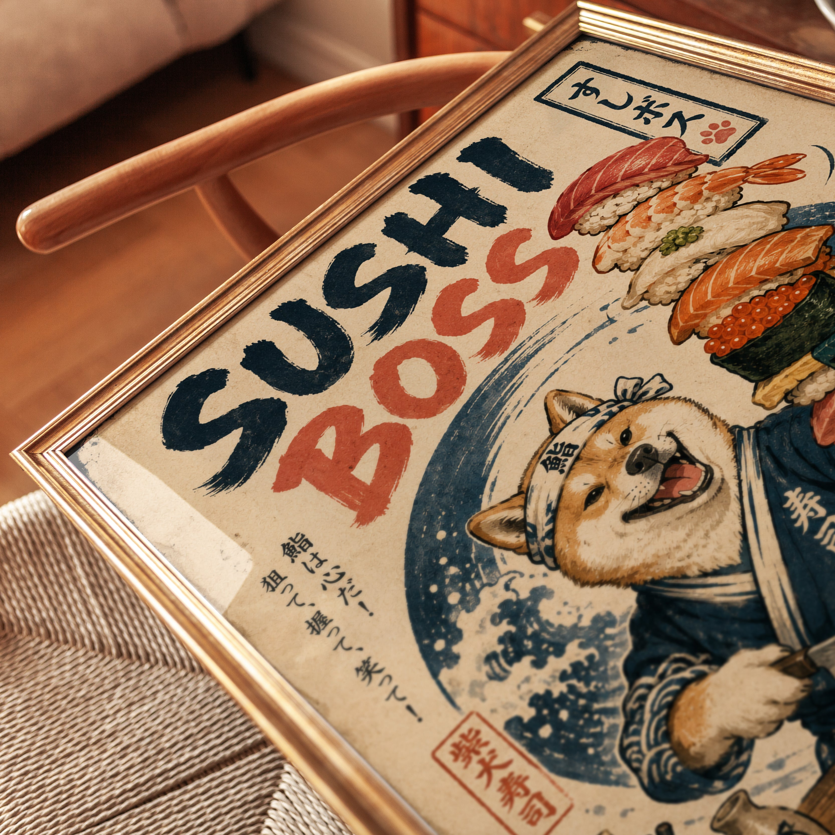 Sushi Restaurant Poster – Japanese Dog Wall Art - detail