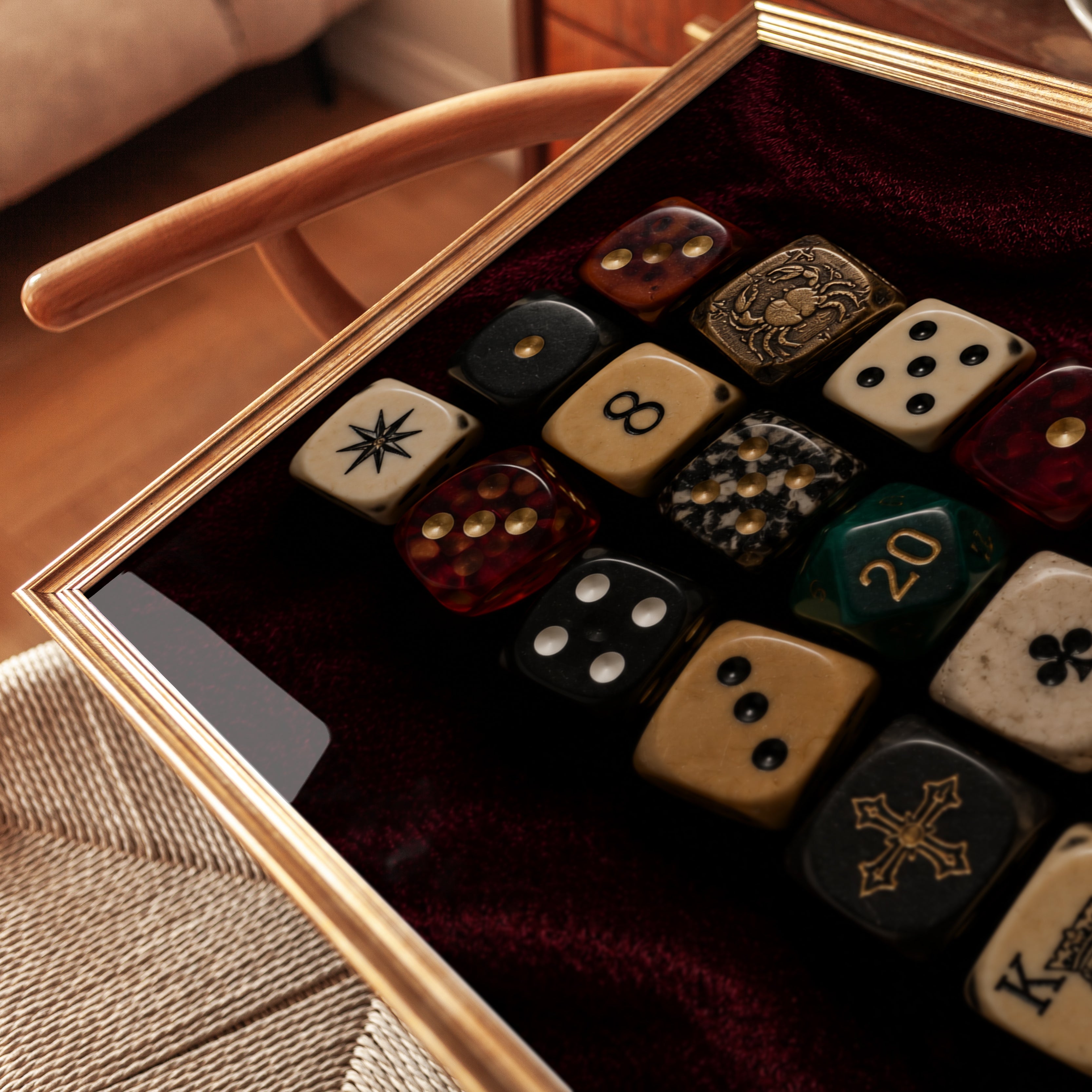 Vintage Dice Wall Art – Gaming Room Decor - detail