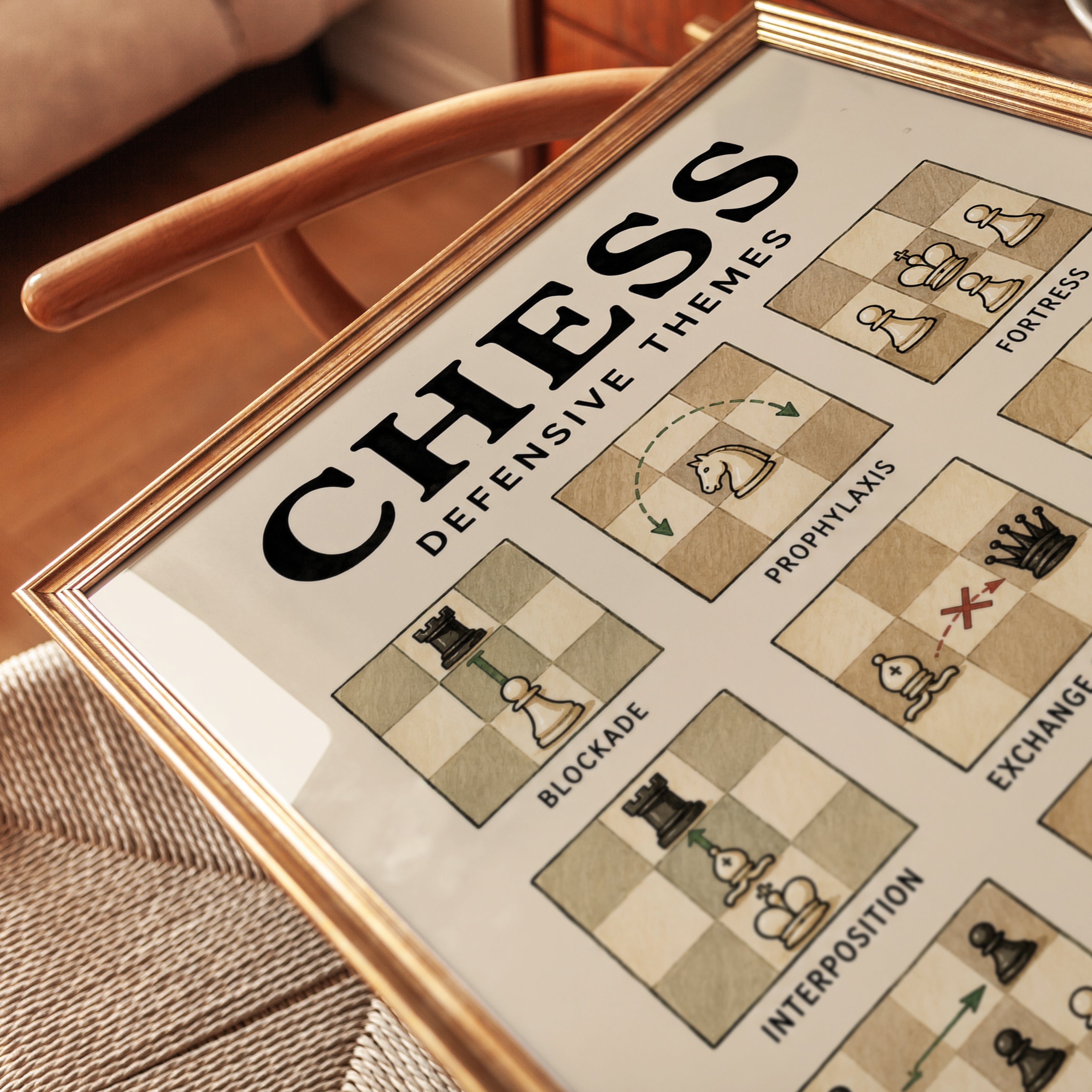Chess Defensive Themes Poster: Educational Strategy Guide - detail