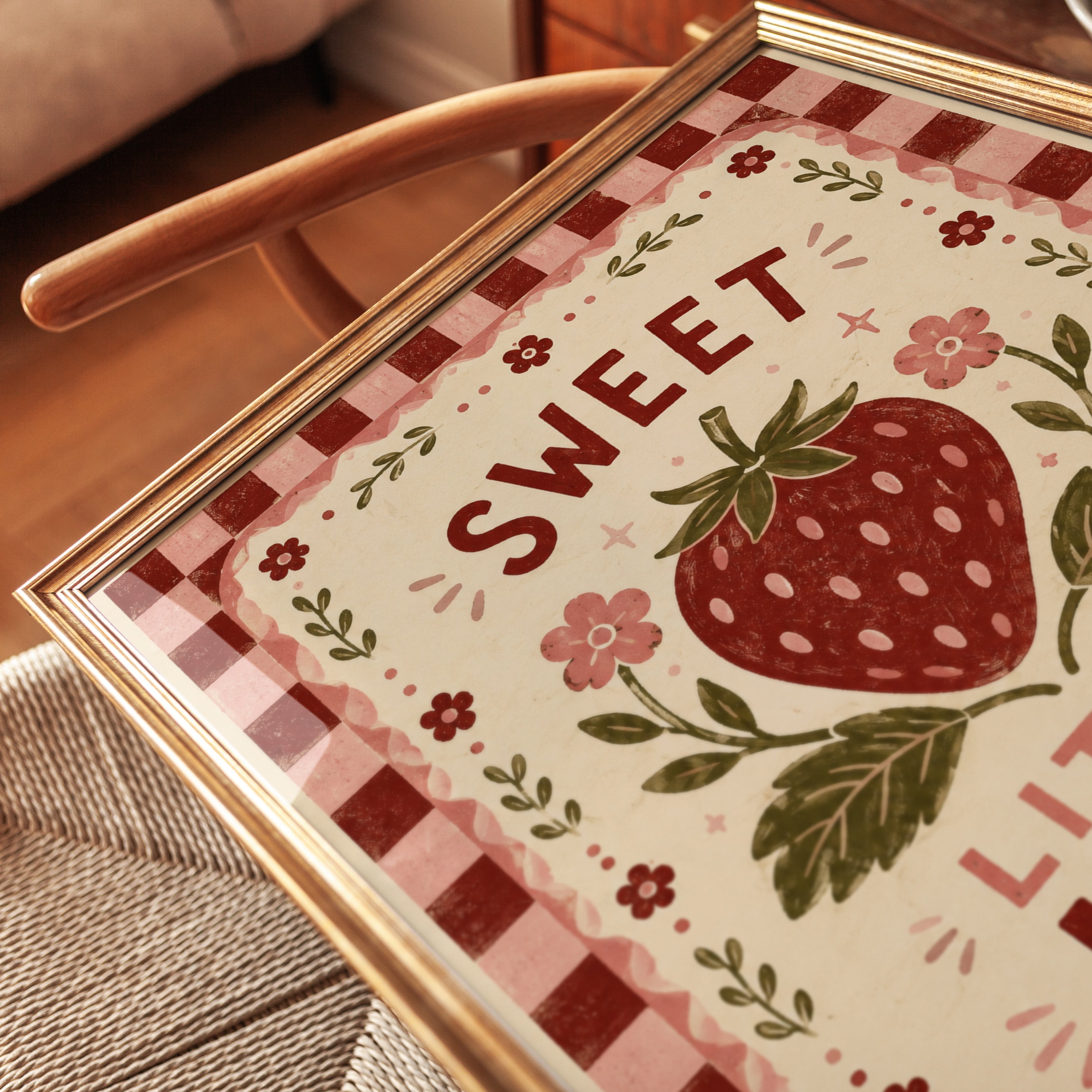 Strawberry Kitchen Print - detail