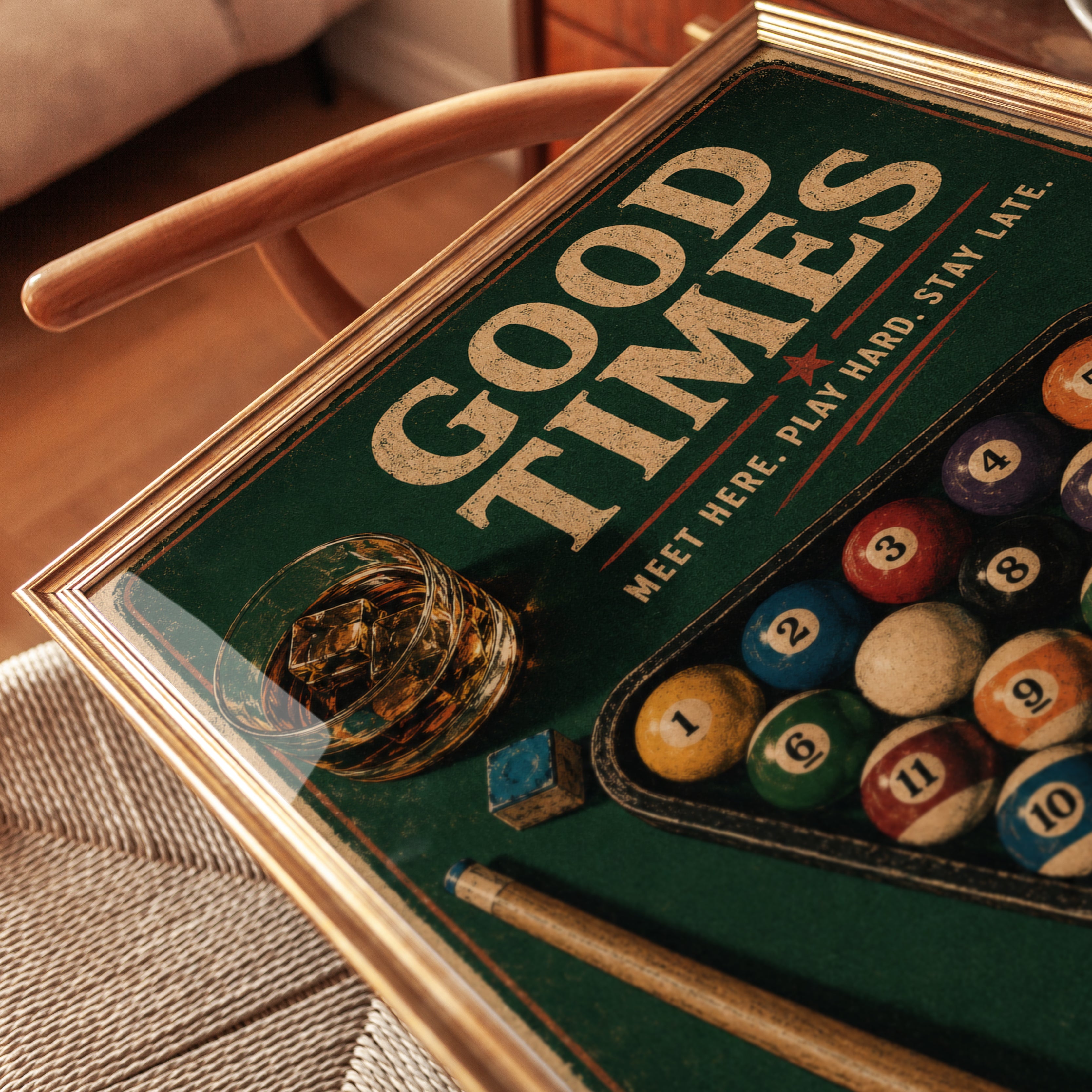 Vintage Pool Hall Poster - detail