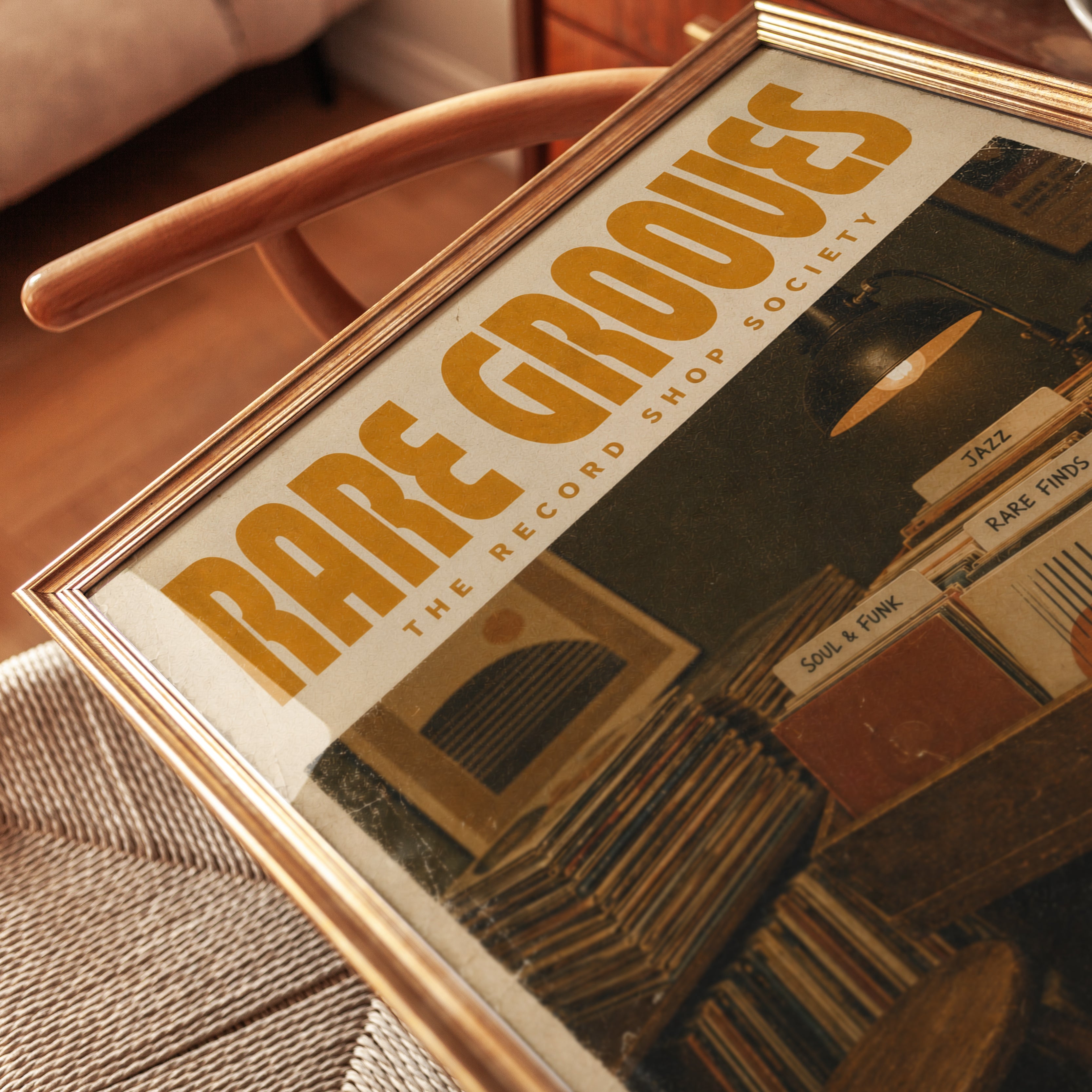 Rare Grooves Record Shop Print: Vintage Vinyl Collection Poster - detail