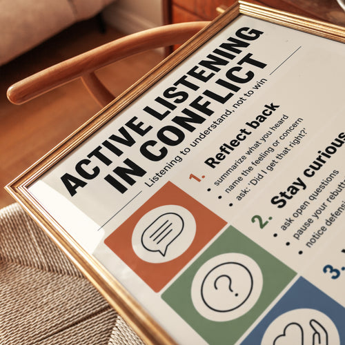 Active Listening Print: Conflict Communication Tips for Office or - detail