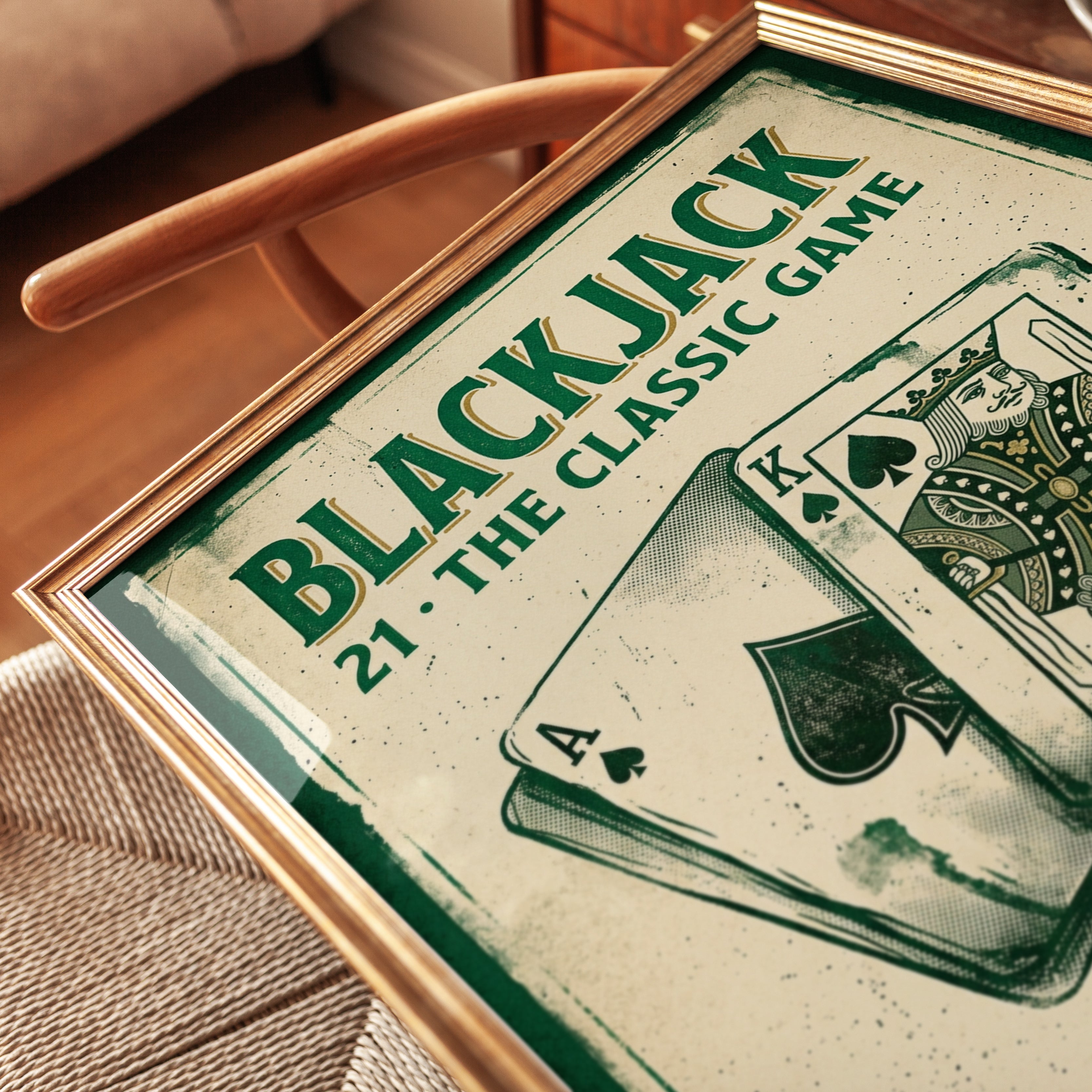 Blackjack Vintage Poster: Retro Casino Card Game Wall Art - detail
