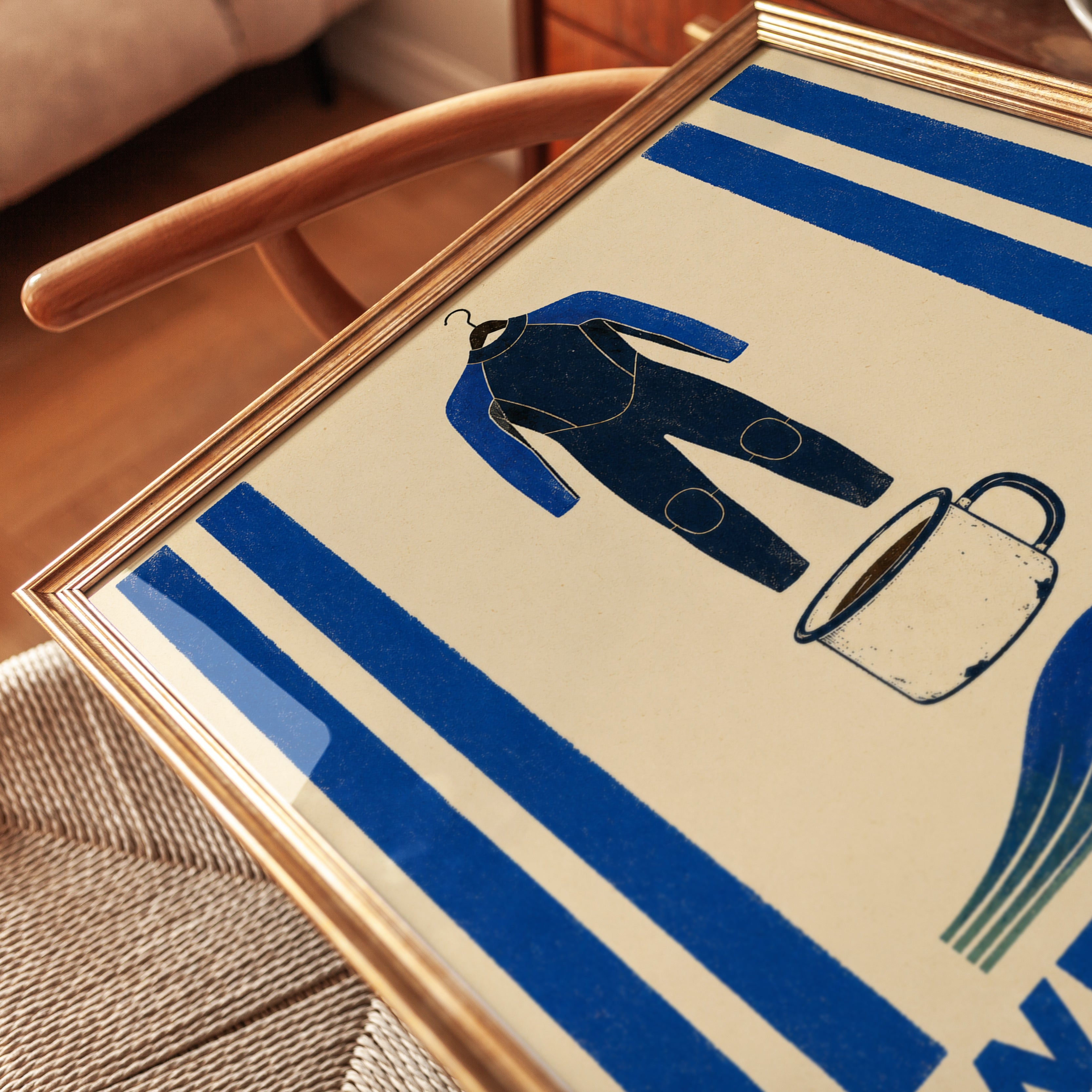 Surf Wall Art – Wetsuit Coffee Print - detail