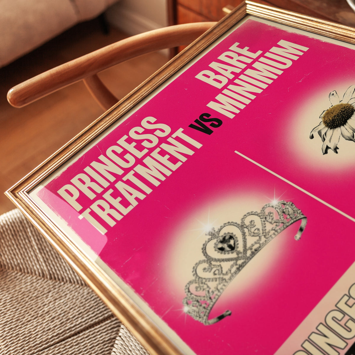 Princess Treatment vs Bare Minimum Art Print: Pop Art Pink - detail