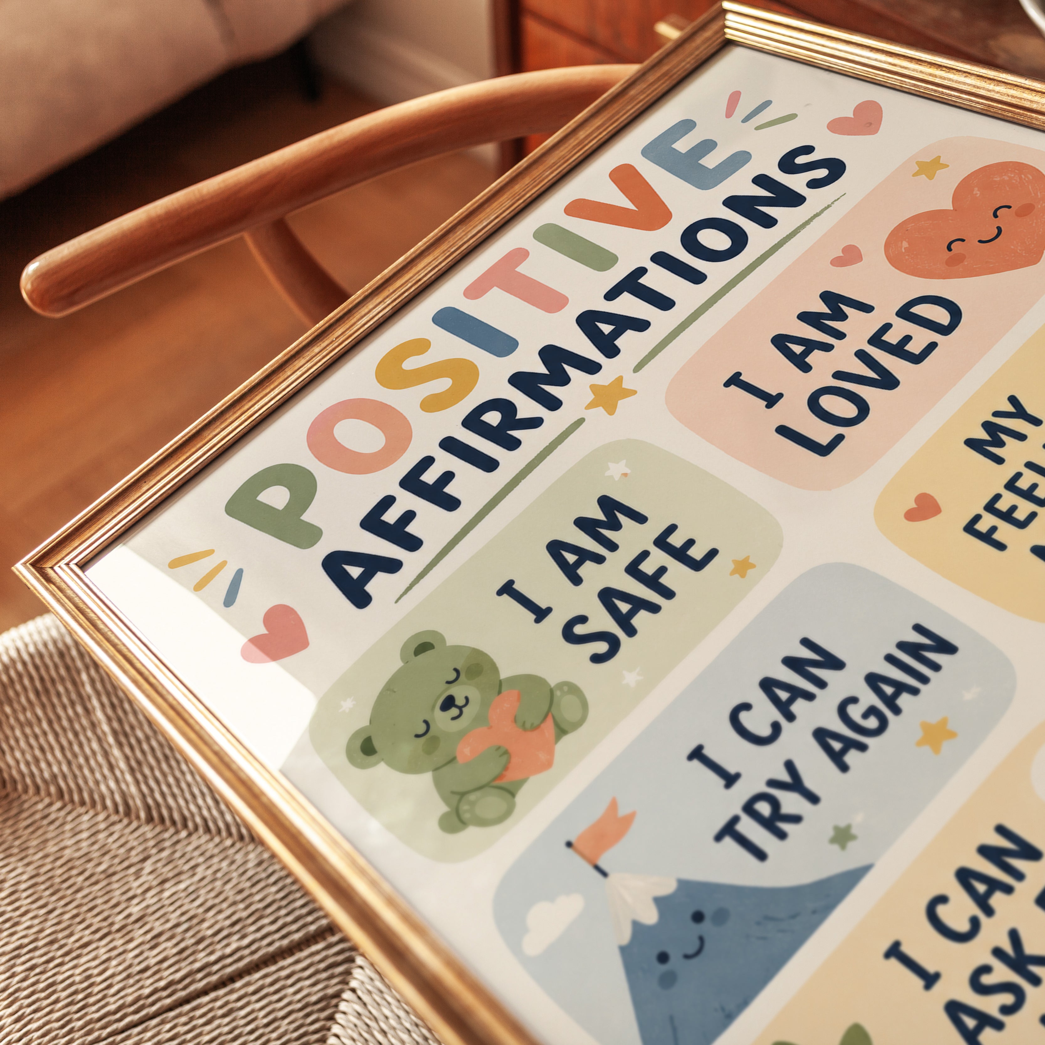 Positive Affirmation Poster – Kids Room Print - detail