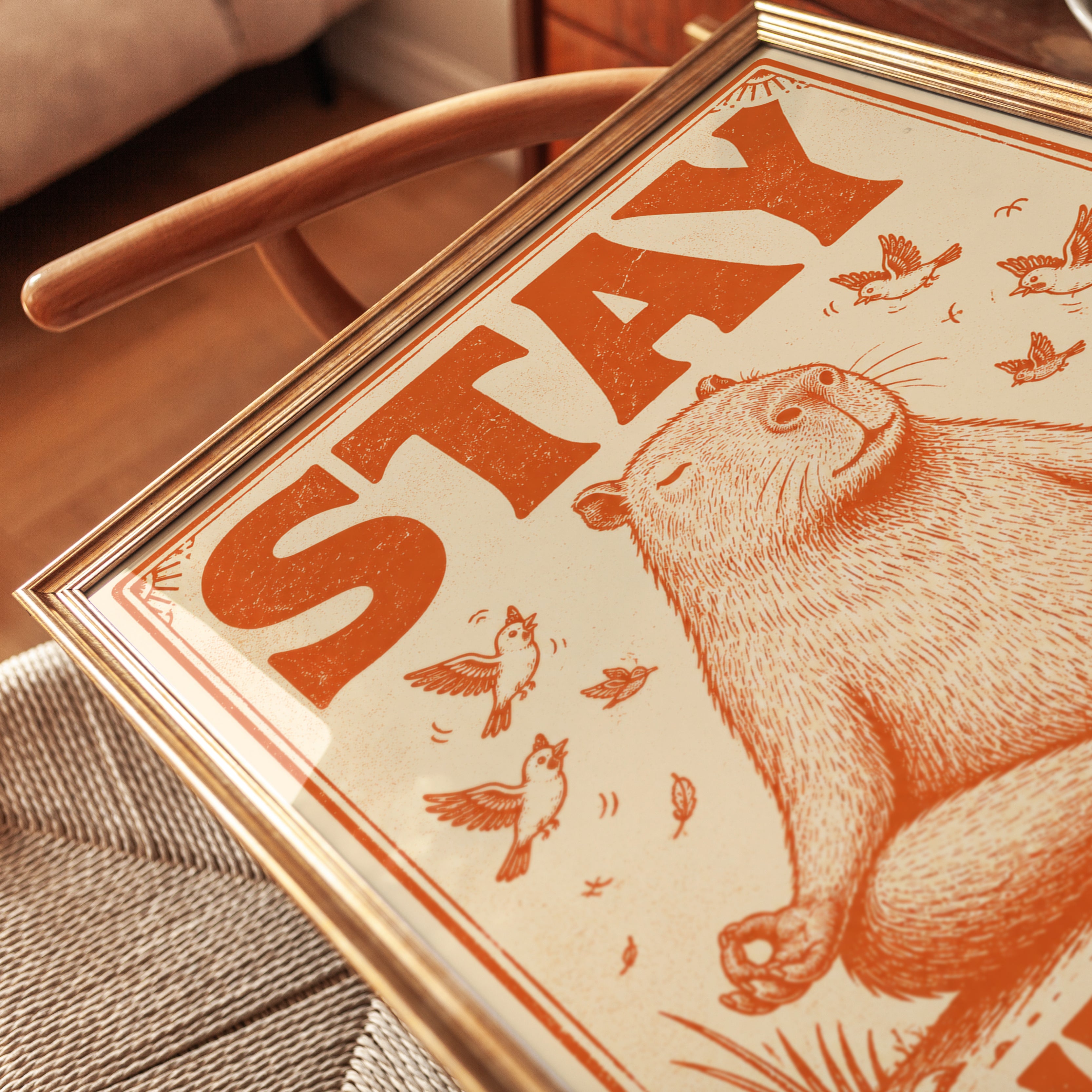 Capybara Wall Art: Retro Zen Meditation - detail
