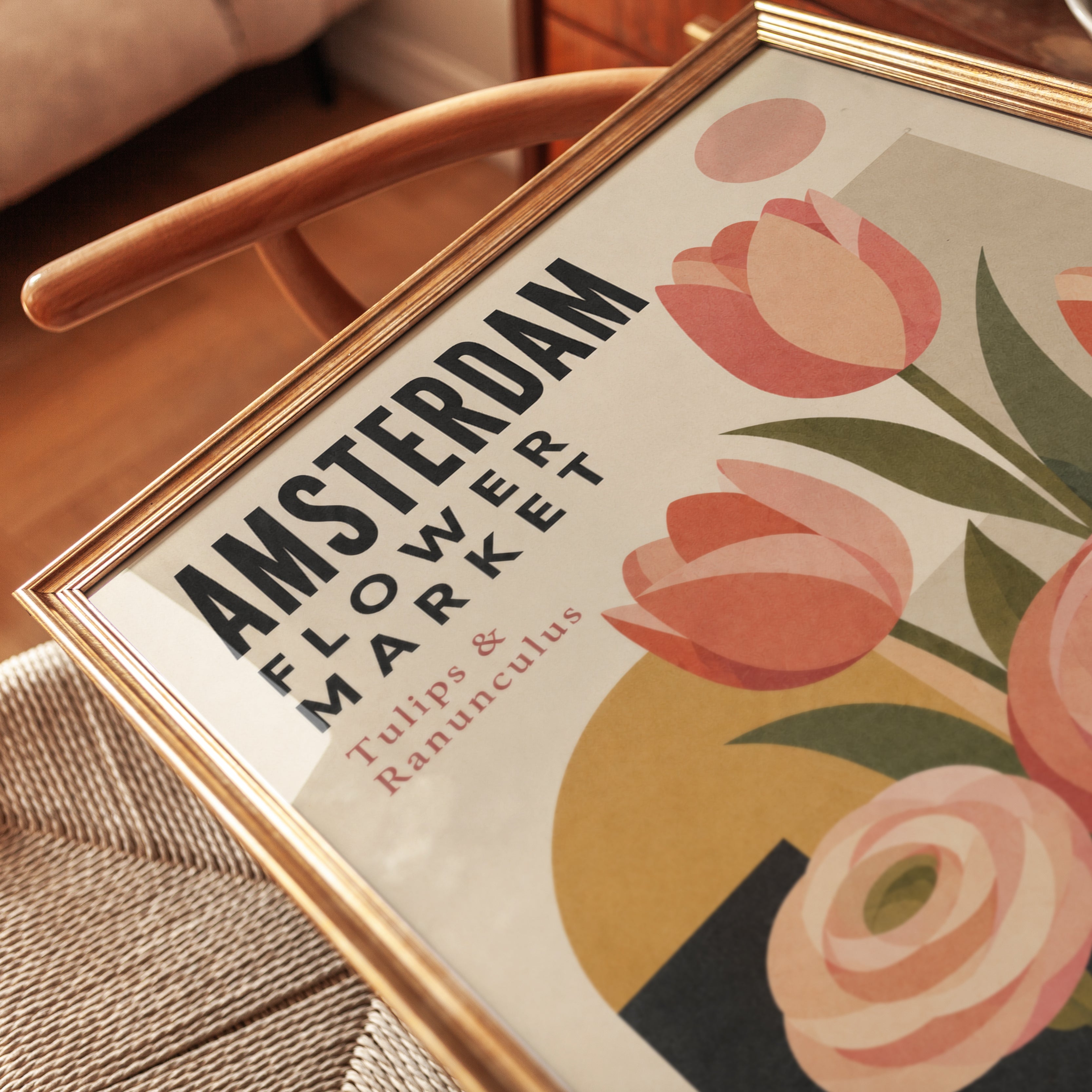 Amsterdam Flower Market Print — Vintage Botanical Travel Poster - detail