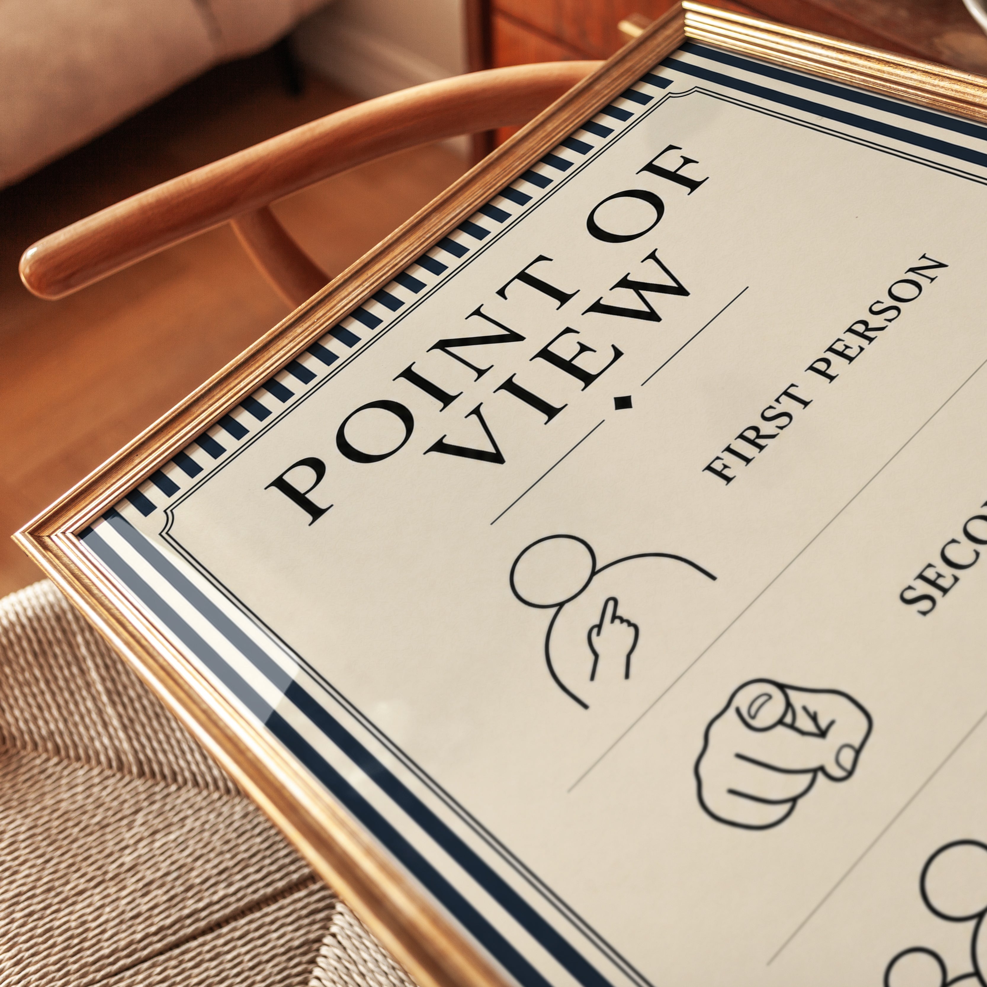 Point of View Grammar Poster: Minimalist Educational Art Print - detail