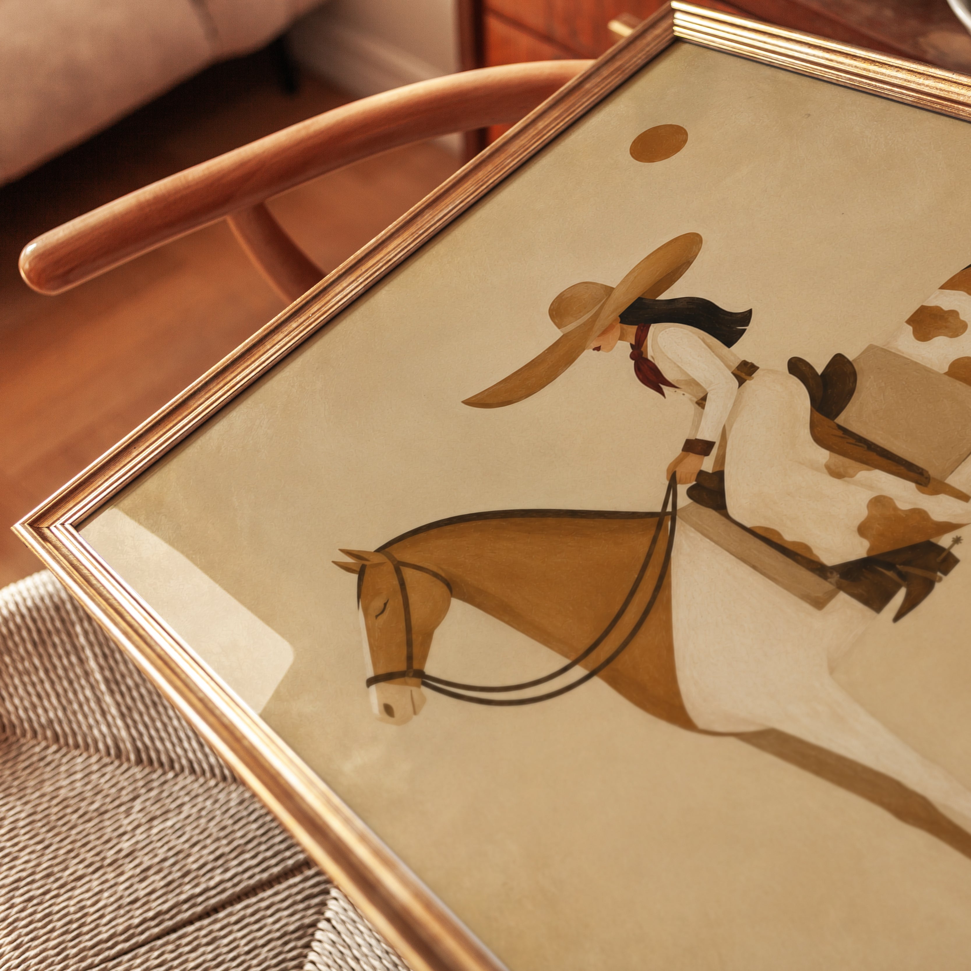 Western Cowboy Wall Art – Horse Rider Print - detail