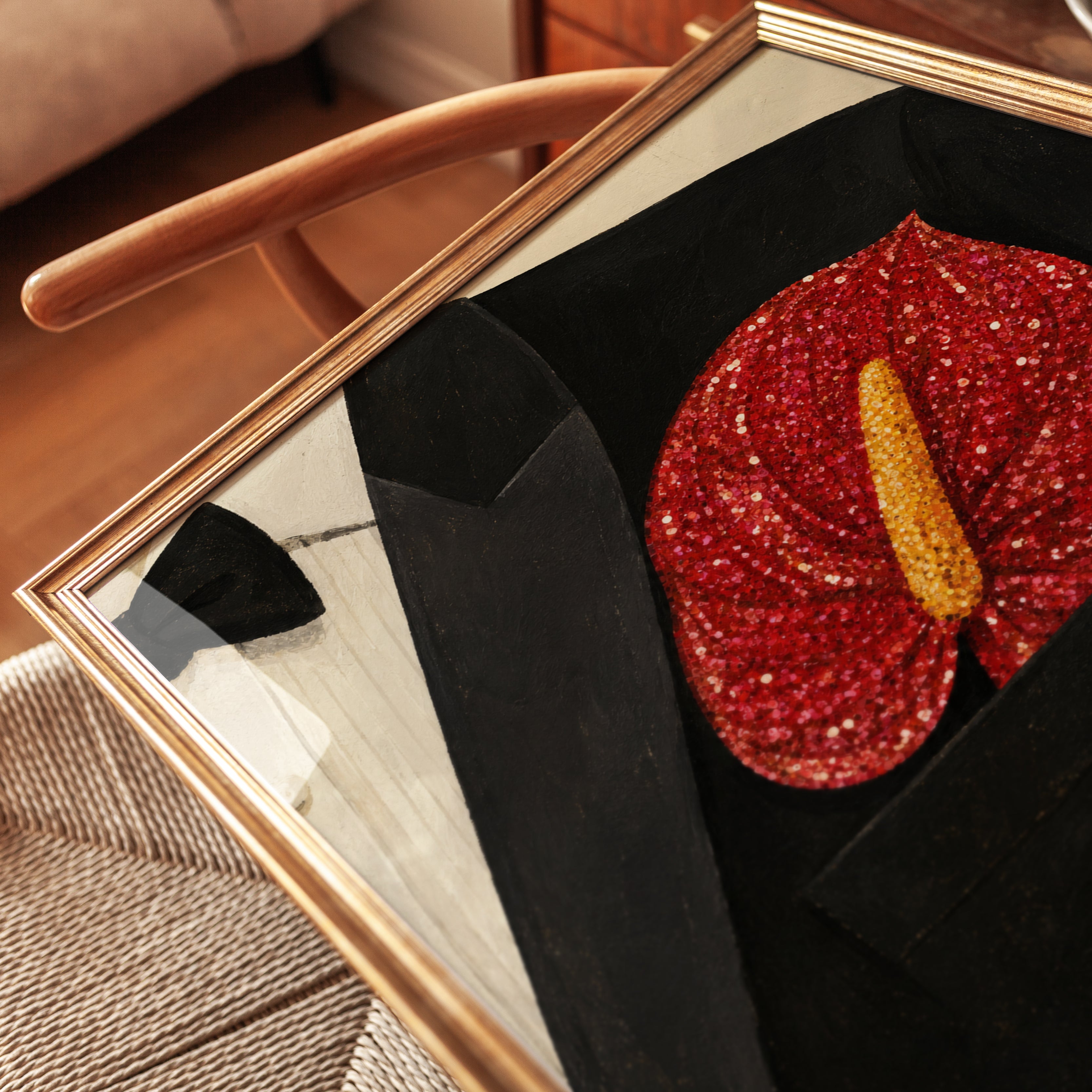 Anthurium Wall Art – Red Floral Print - detail