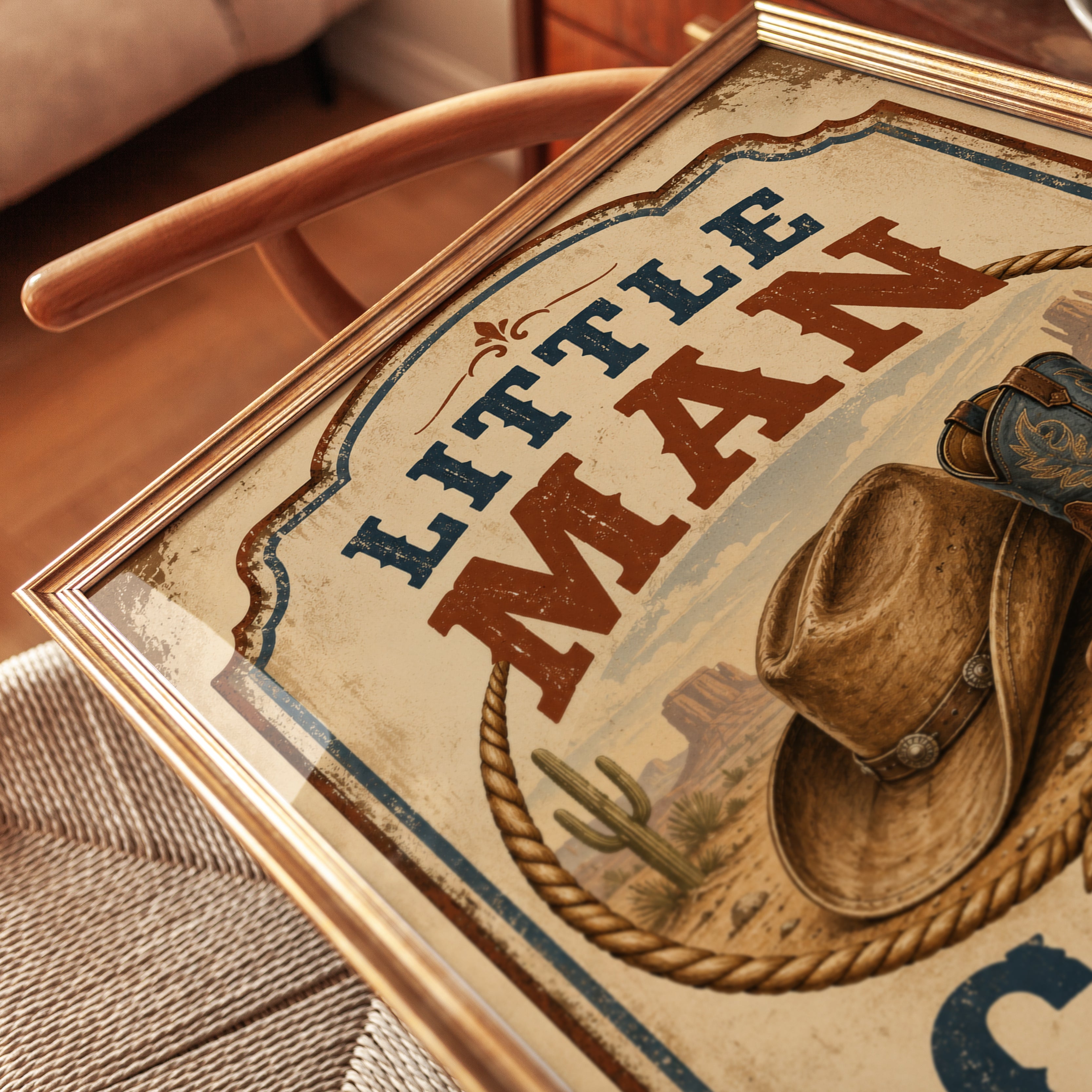 Western Nursery Wall Art – Little Man Cave Print - detail