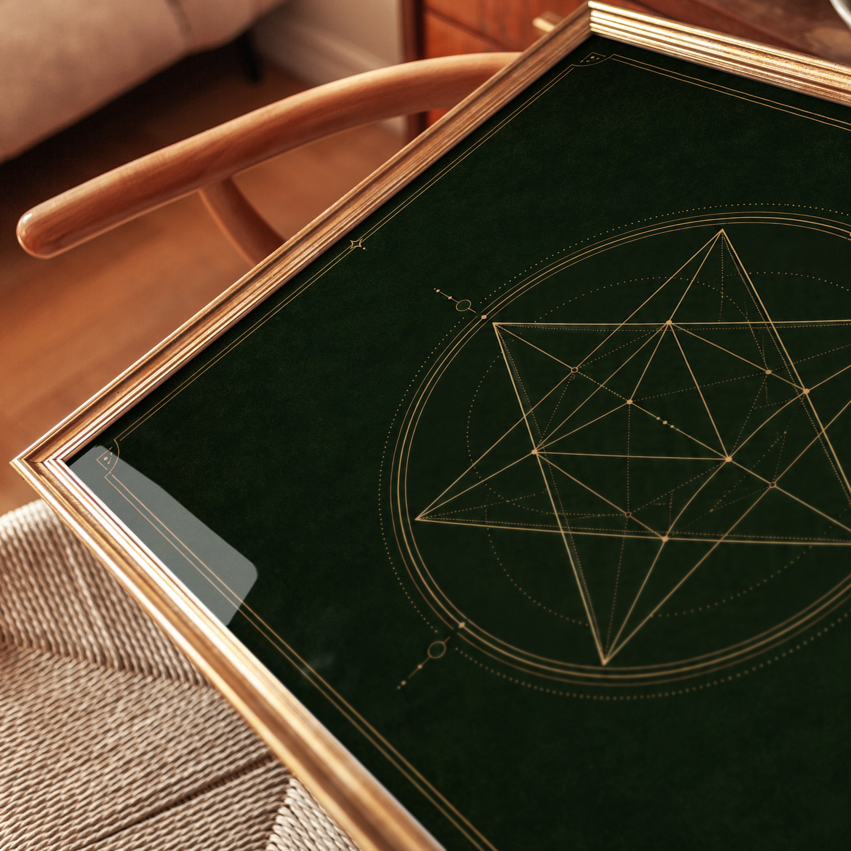 Sacred Geometry Wall Art: Merkaba Gold Line - detail