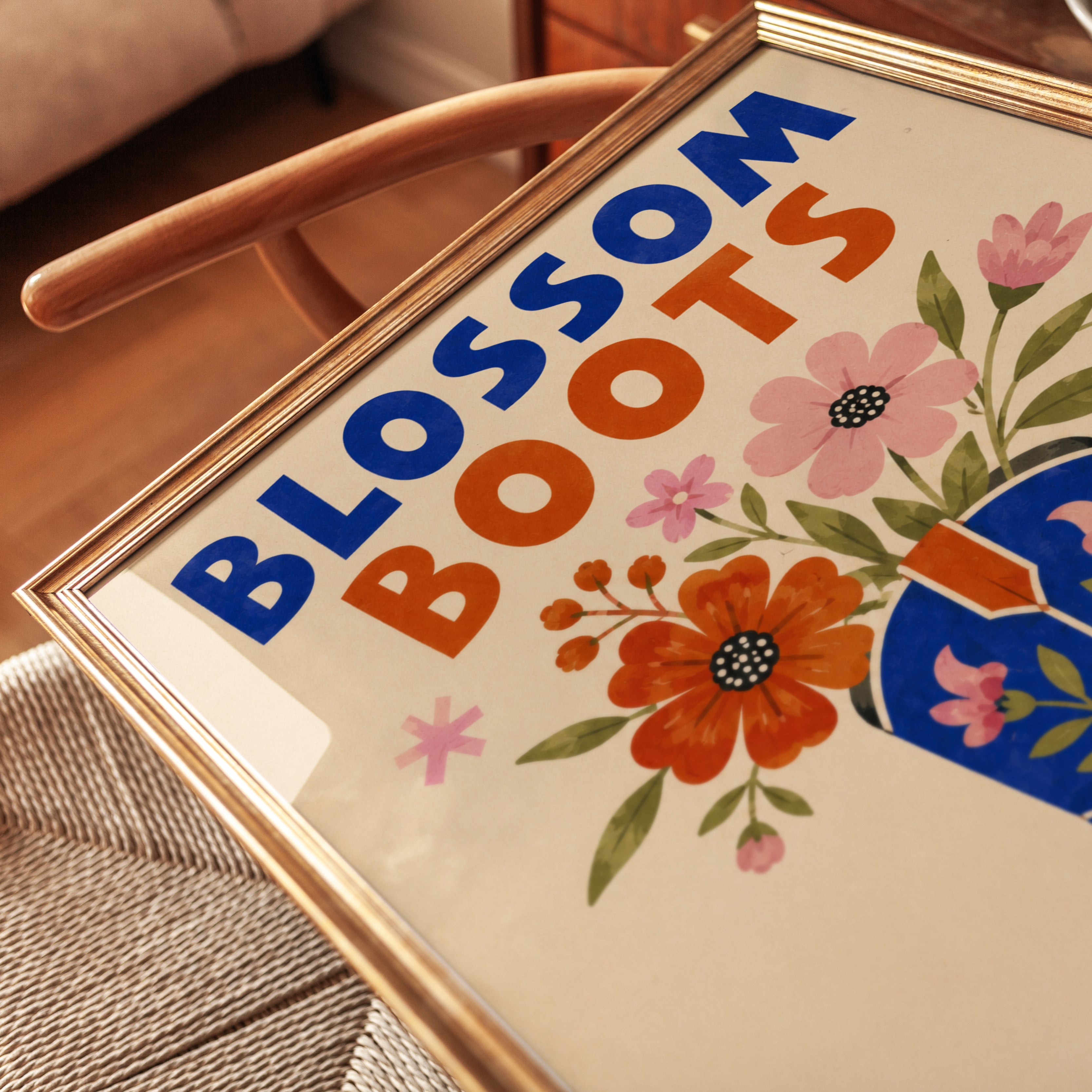 Cowboy Boot Wall Art – Blossom Boots Print - detail
