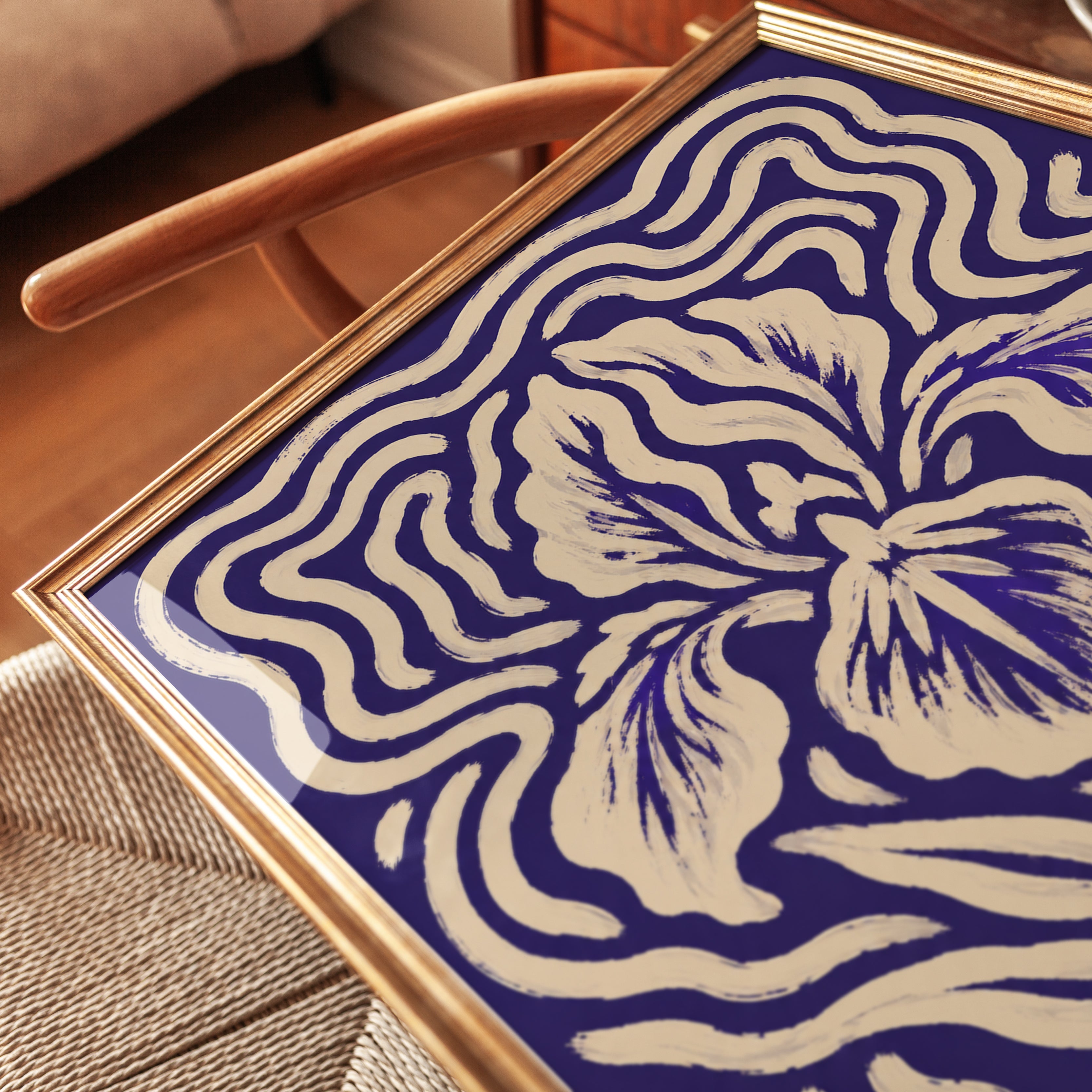 Iris Botanical Print – Art Nouveau Flower Poster - detail