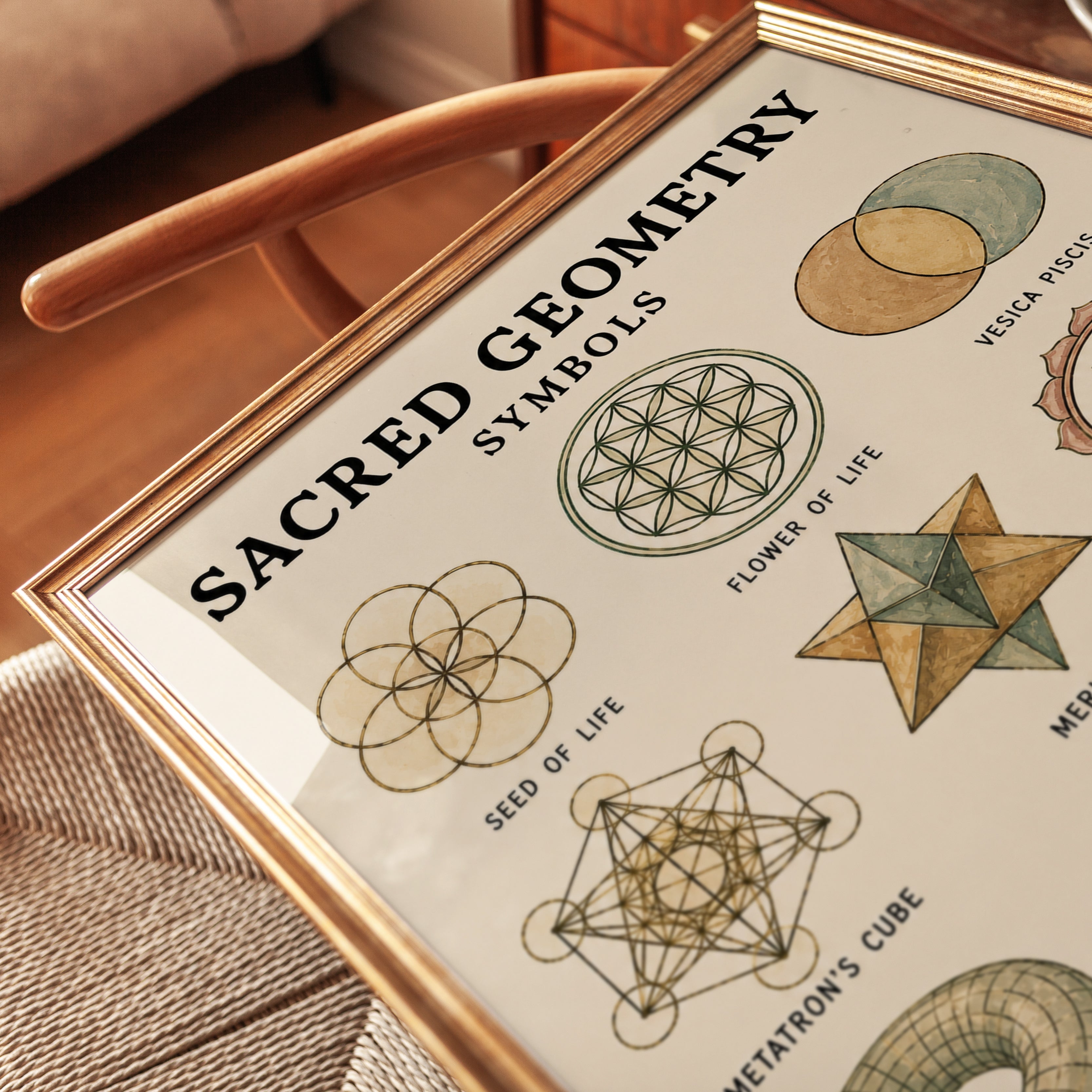 Sacred Geometry Print — Educational Symbols Chart - detail
