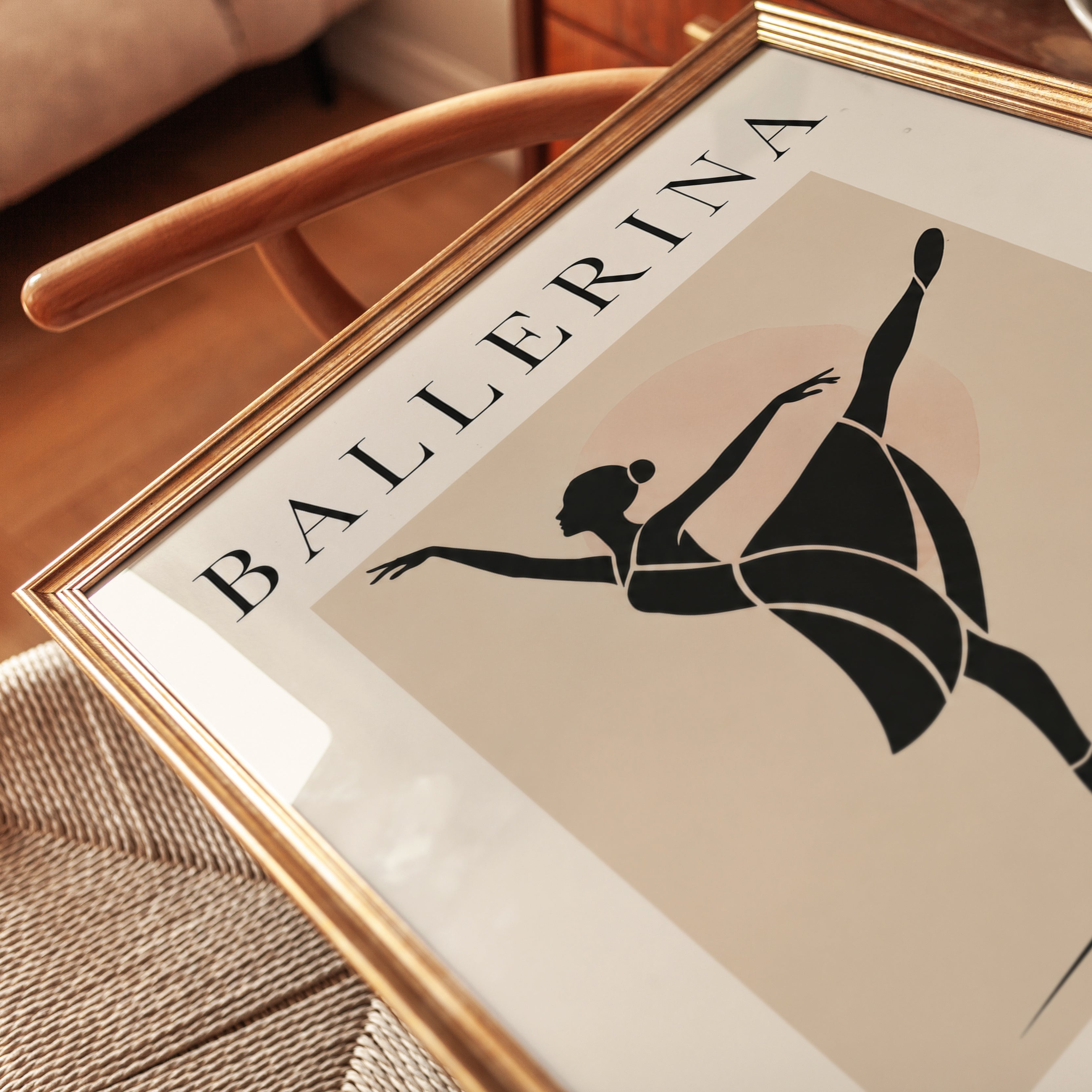 Ballerina Silhouette Art Print: Minimalist Dance Poster - detail
