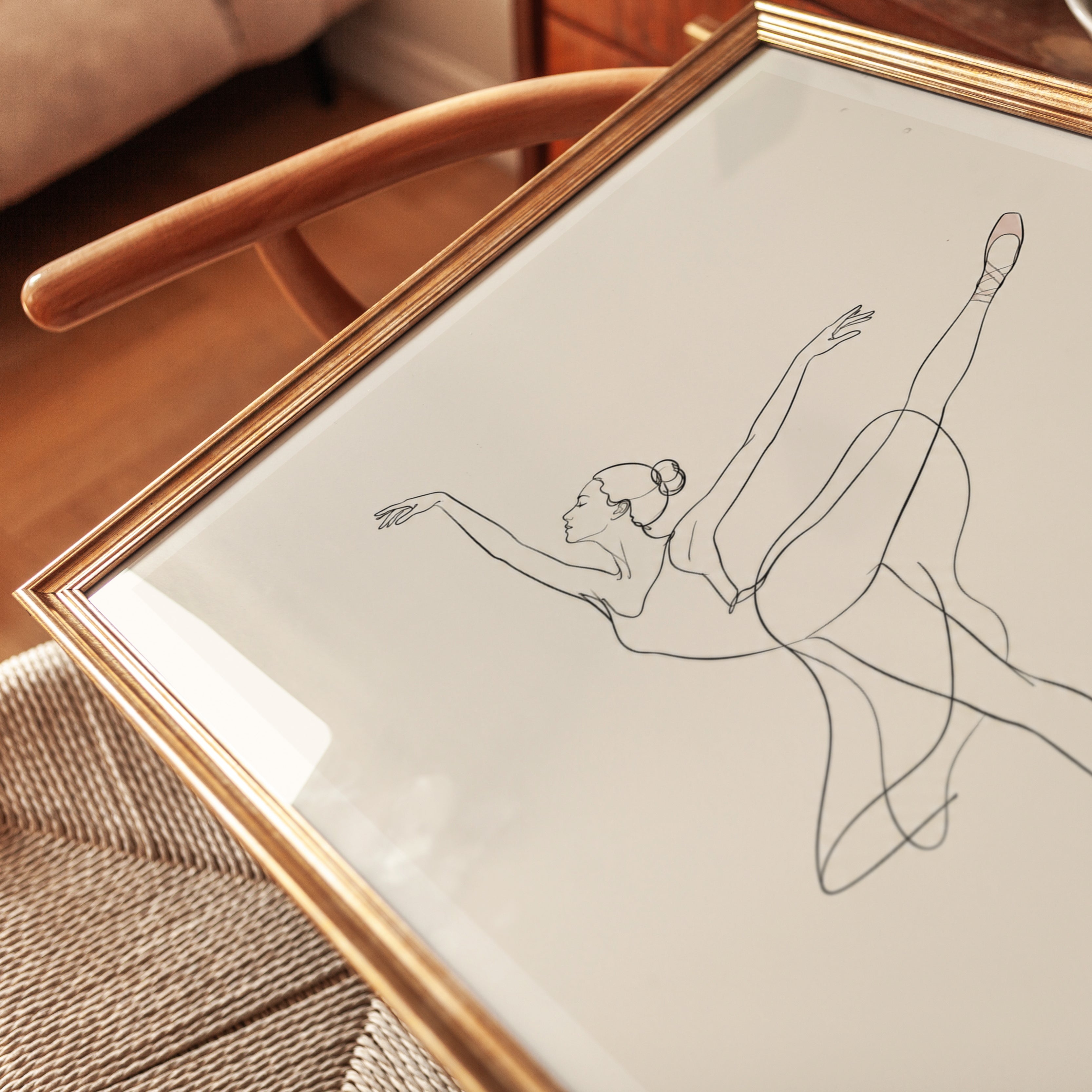 Ballet Line Drawing – Ballerina Art Print - detail