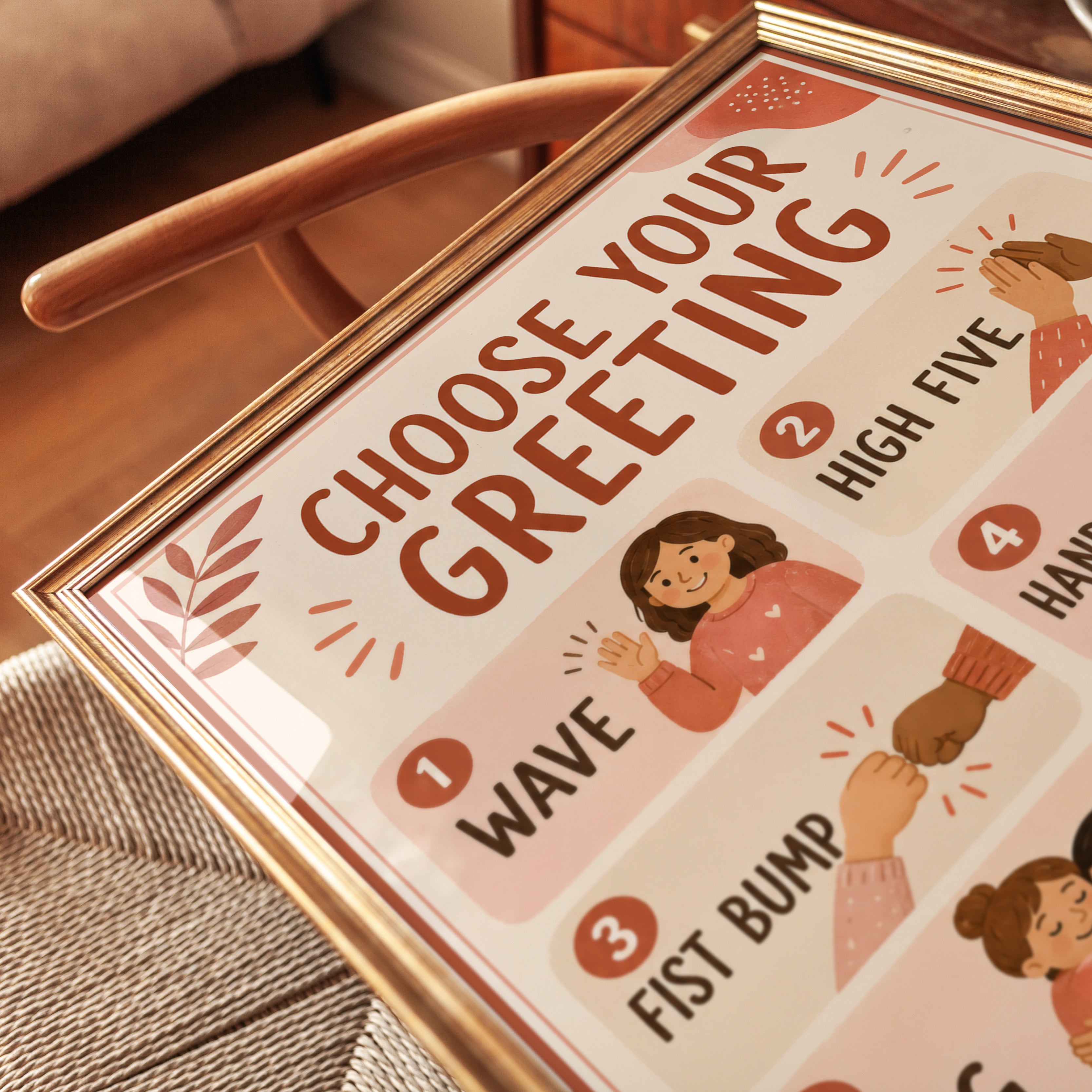 Choose Your Greeting Wall Art: Retro Educational Poster Design - detail