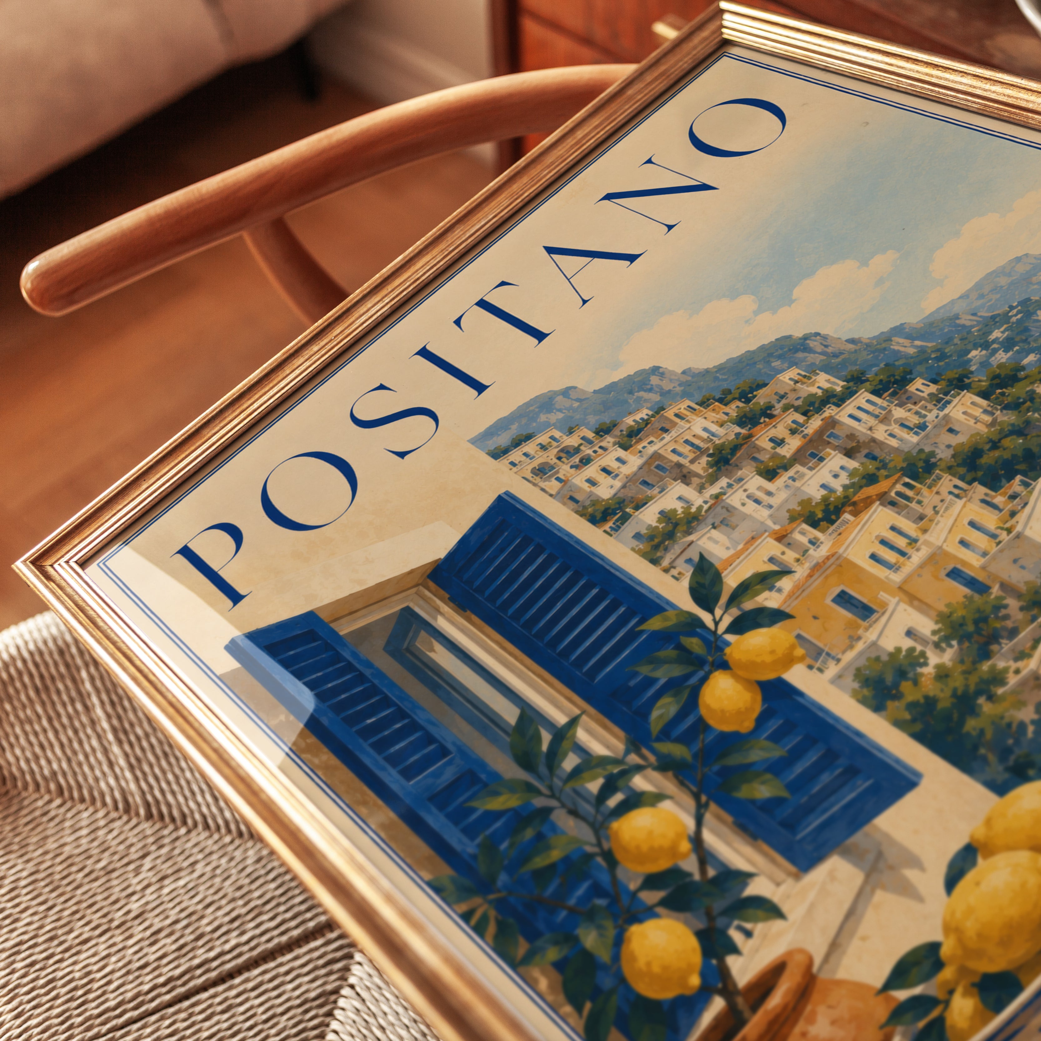 Positano Travel Poster – Vintage Italian Coast - detail