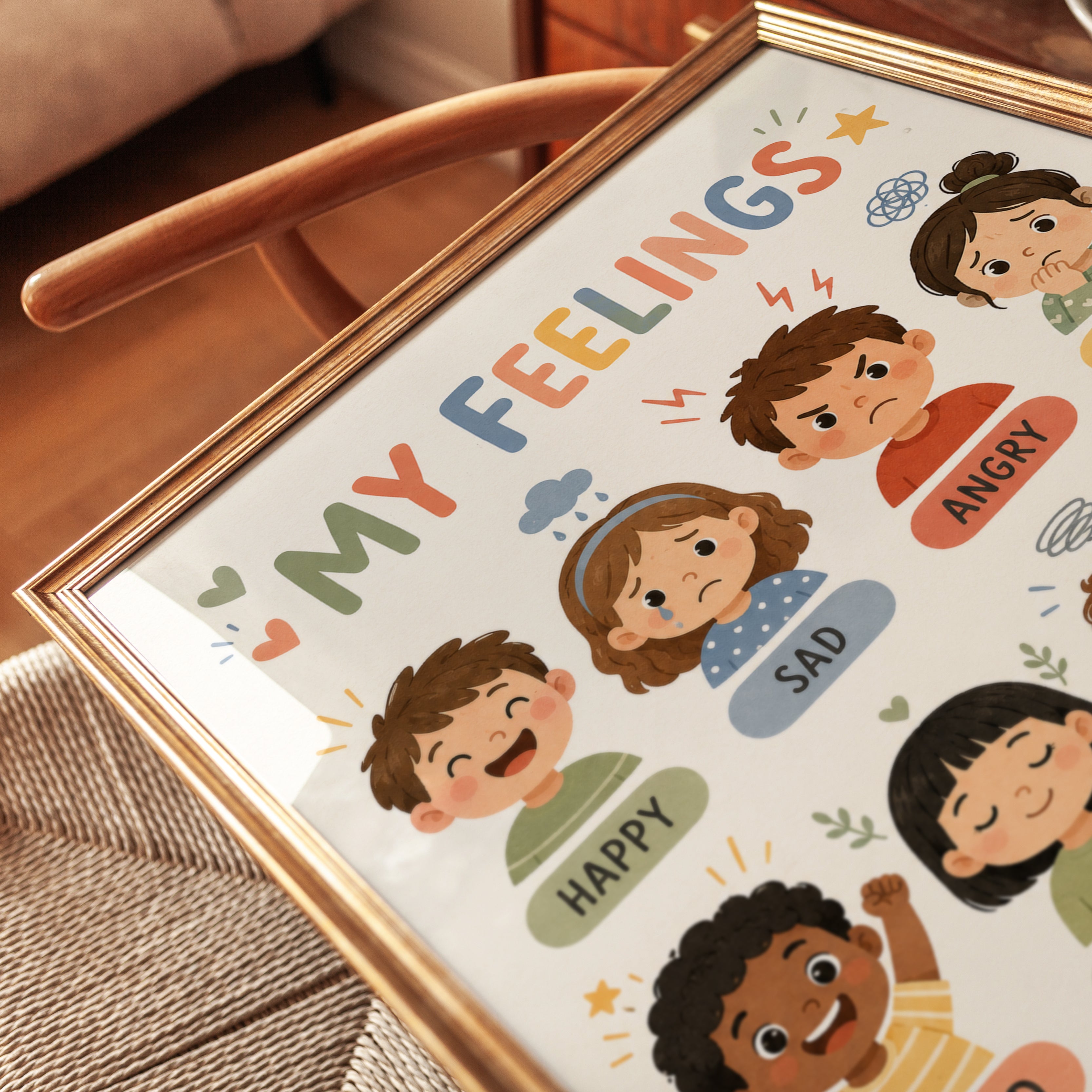 Feelings Chart Poster – Emotions Wall Art - detail