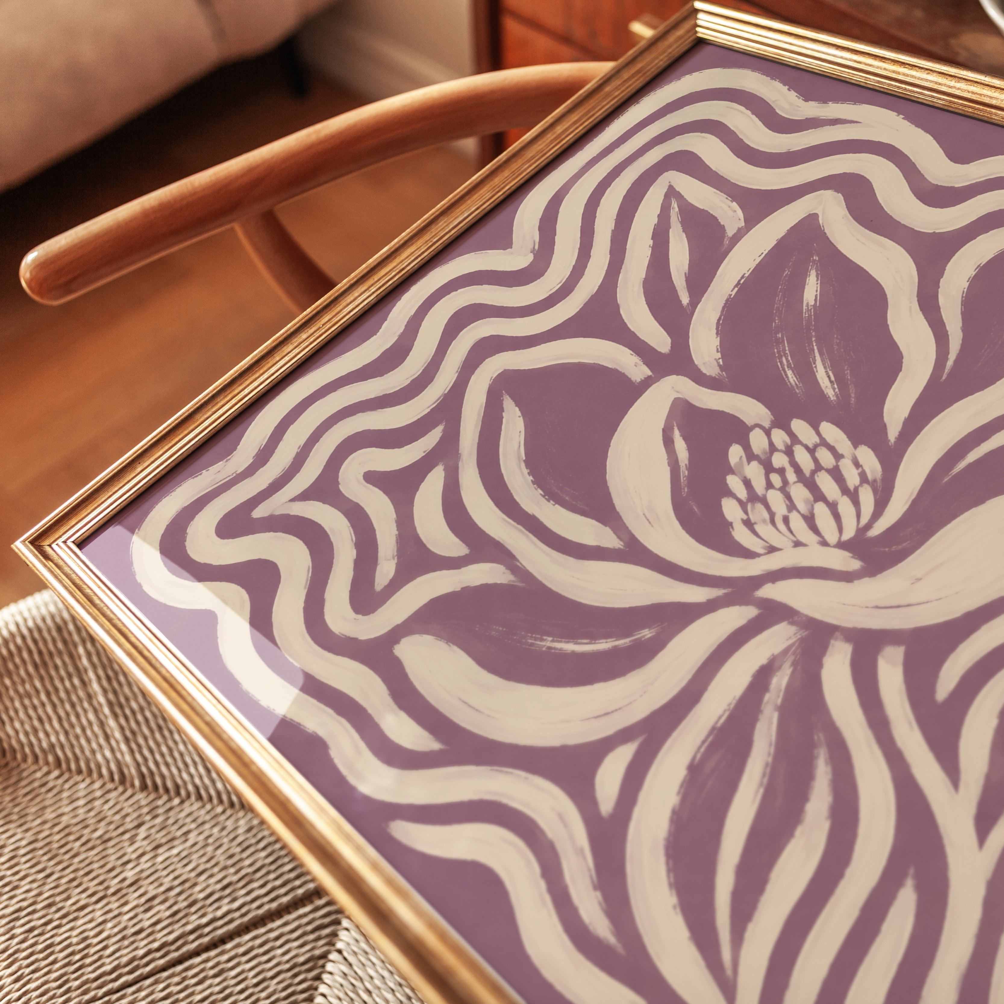 Magnolia Wall Art – Retro Floral Print - detail