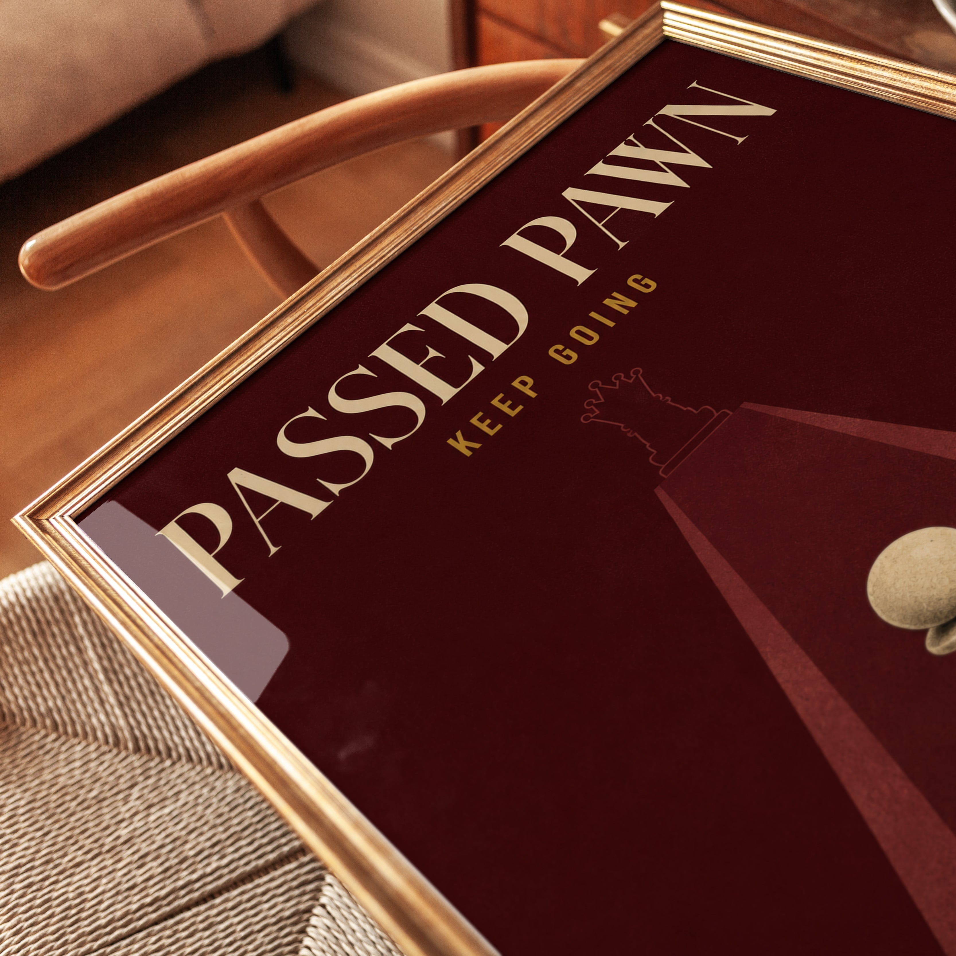 Passed Pawn Chess Art Print: Vintage Motivational Poster Design - detail