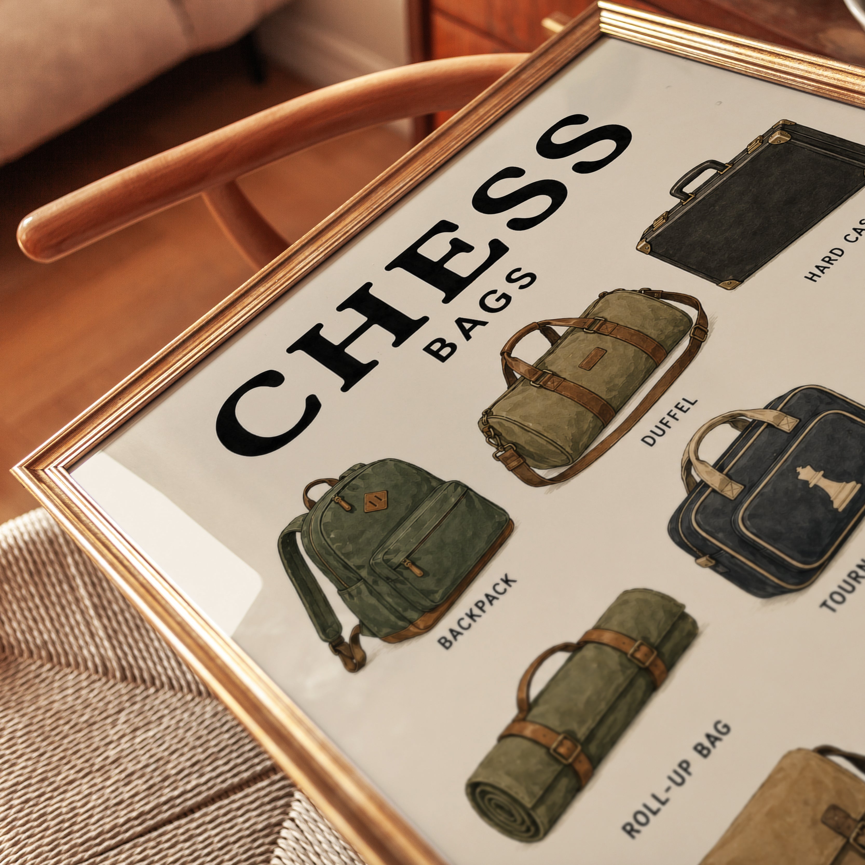 Chess Bags Illustration Print — Vintage Educational Chart - detail