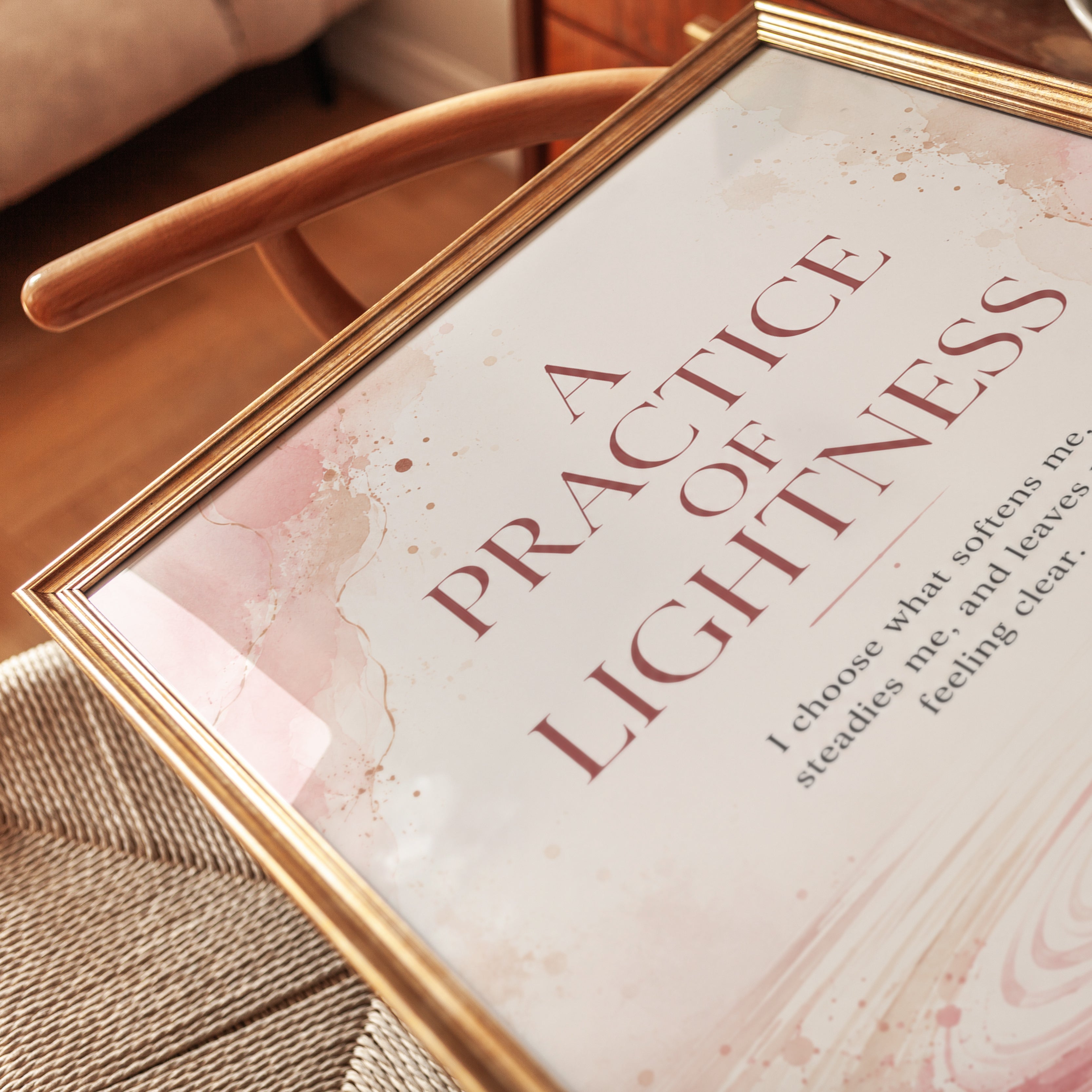 Practice of Lightness Art Print: Pink Watercolor Typography - detail