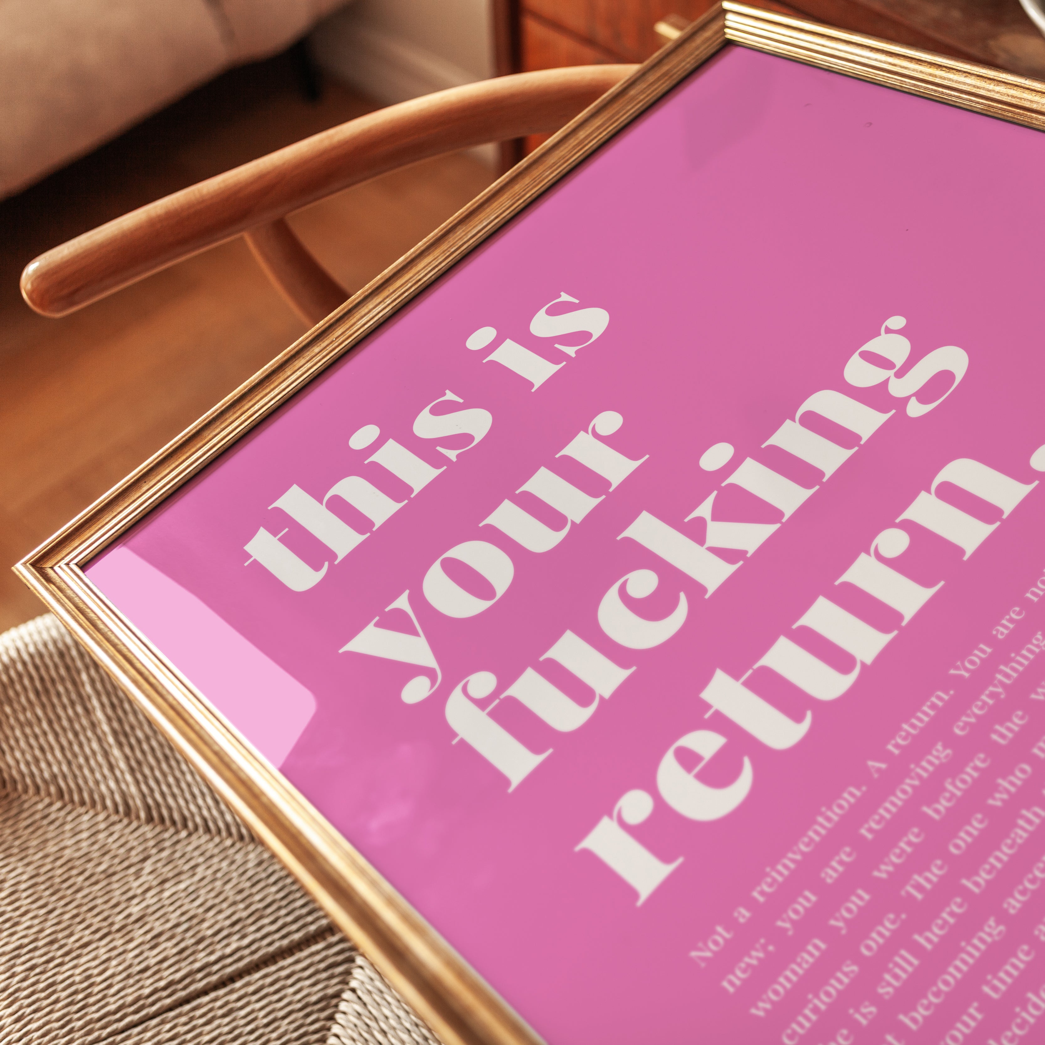 Your Return Typography Poster: Pink Motivational Wall Art - detail